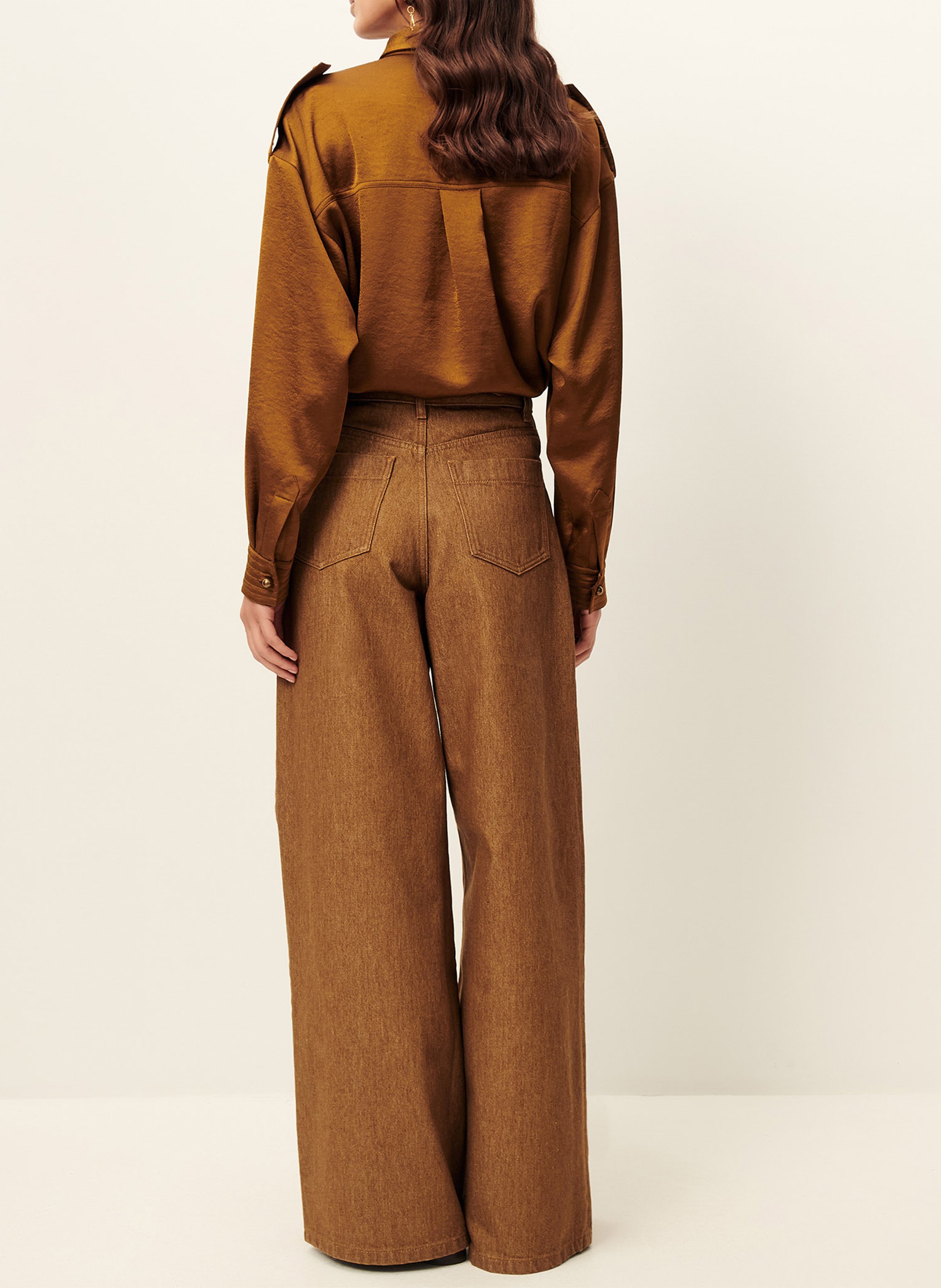 Jean large taille haute en coton dalt SESSUN Marron