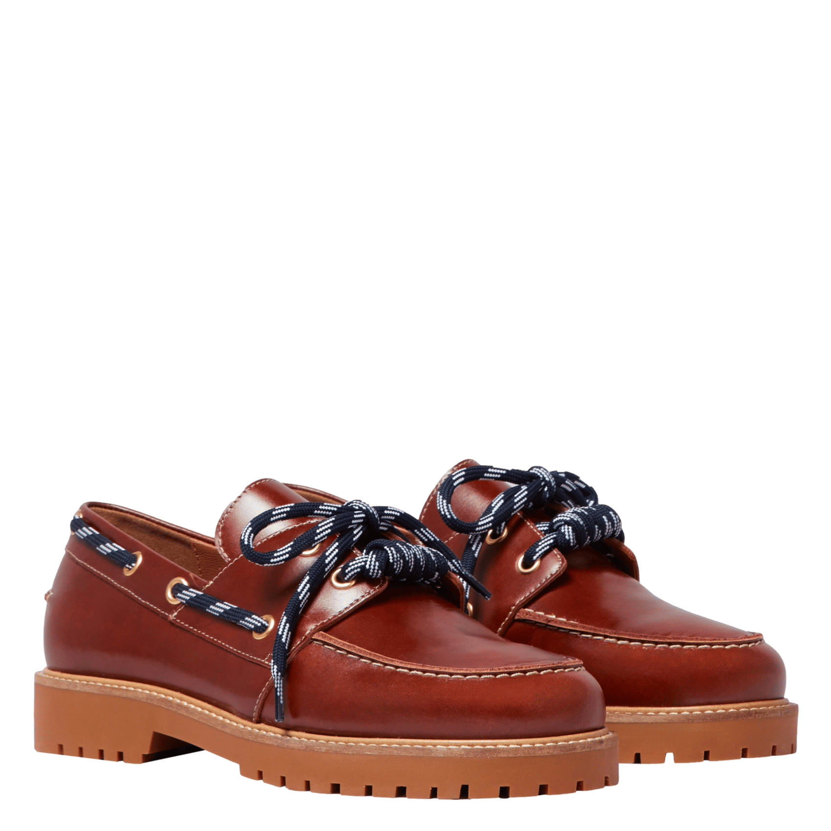 Mocassins à lacets rayés en cuir CLAUDIE PIERLOT Marron