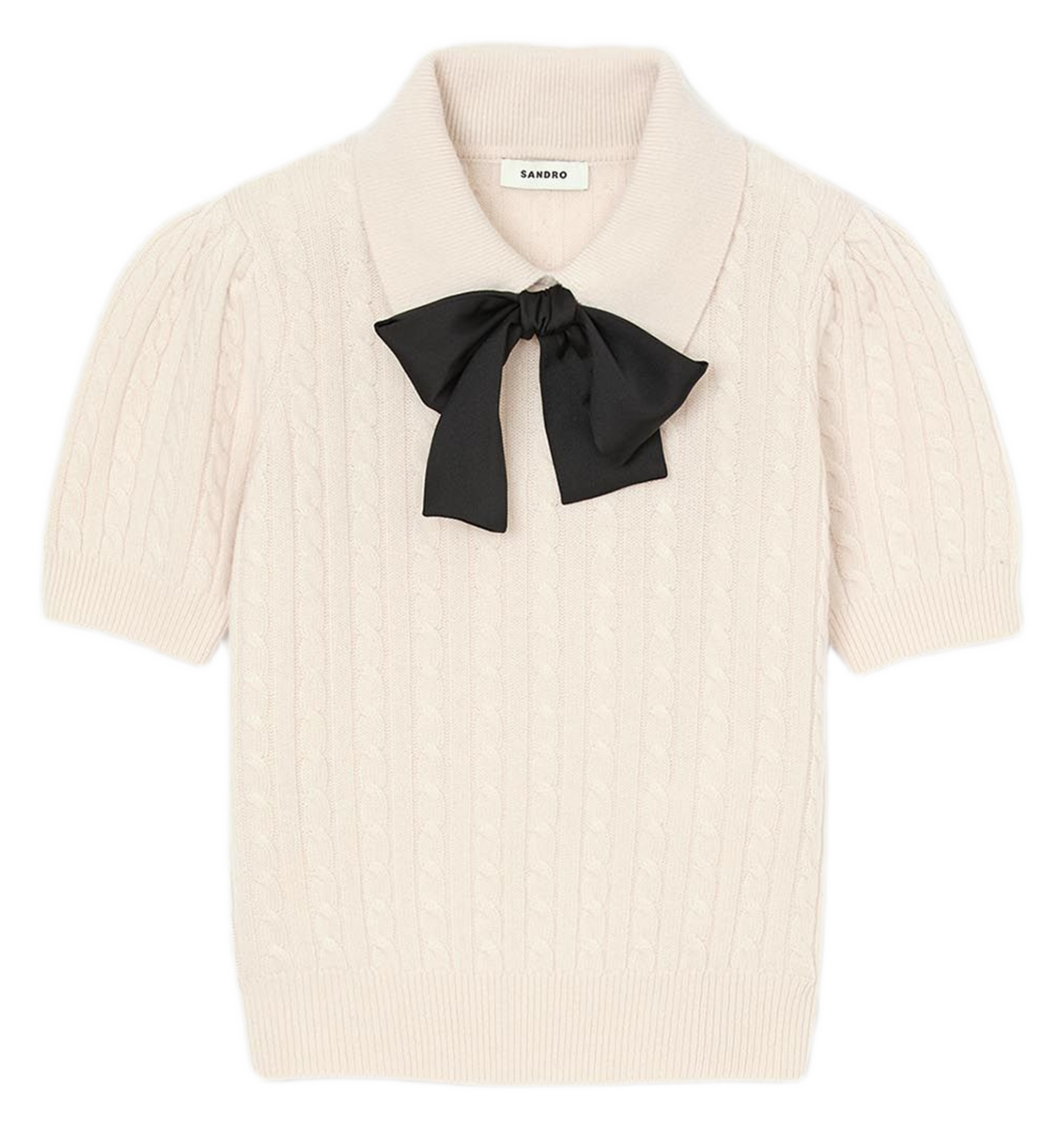 Pull col chemise en laine mélangée SANDRO Beige