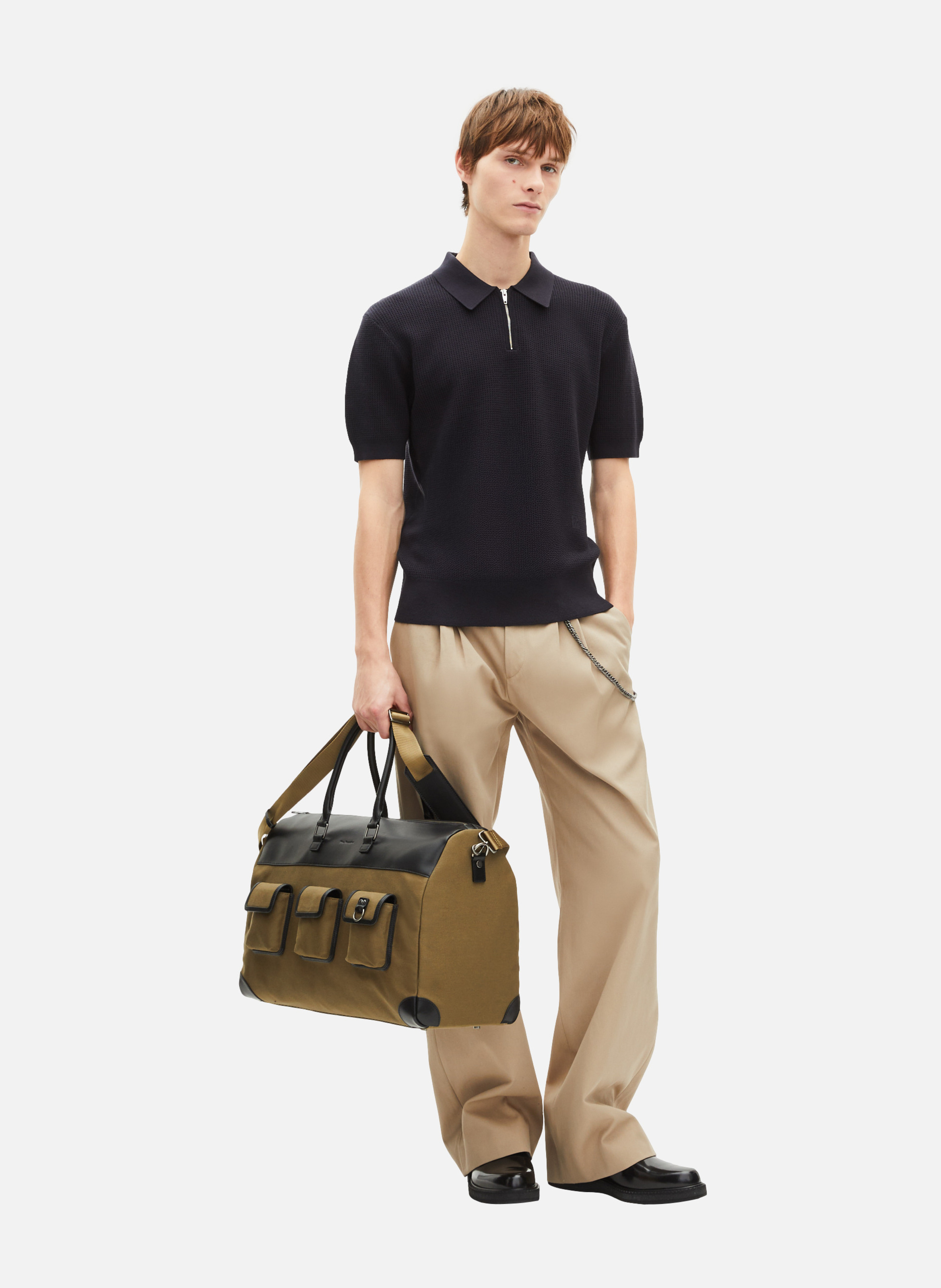 Sac weekend canvas et cuir THE KOOPLES Vert