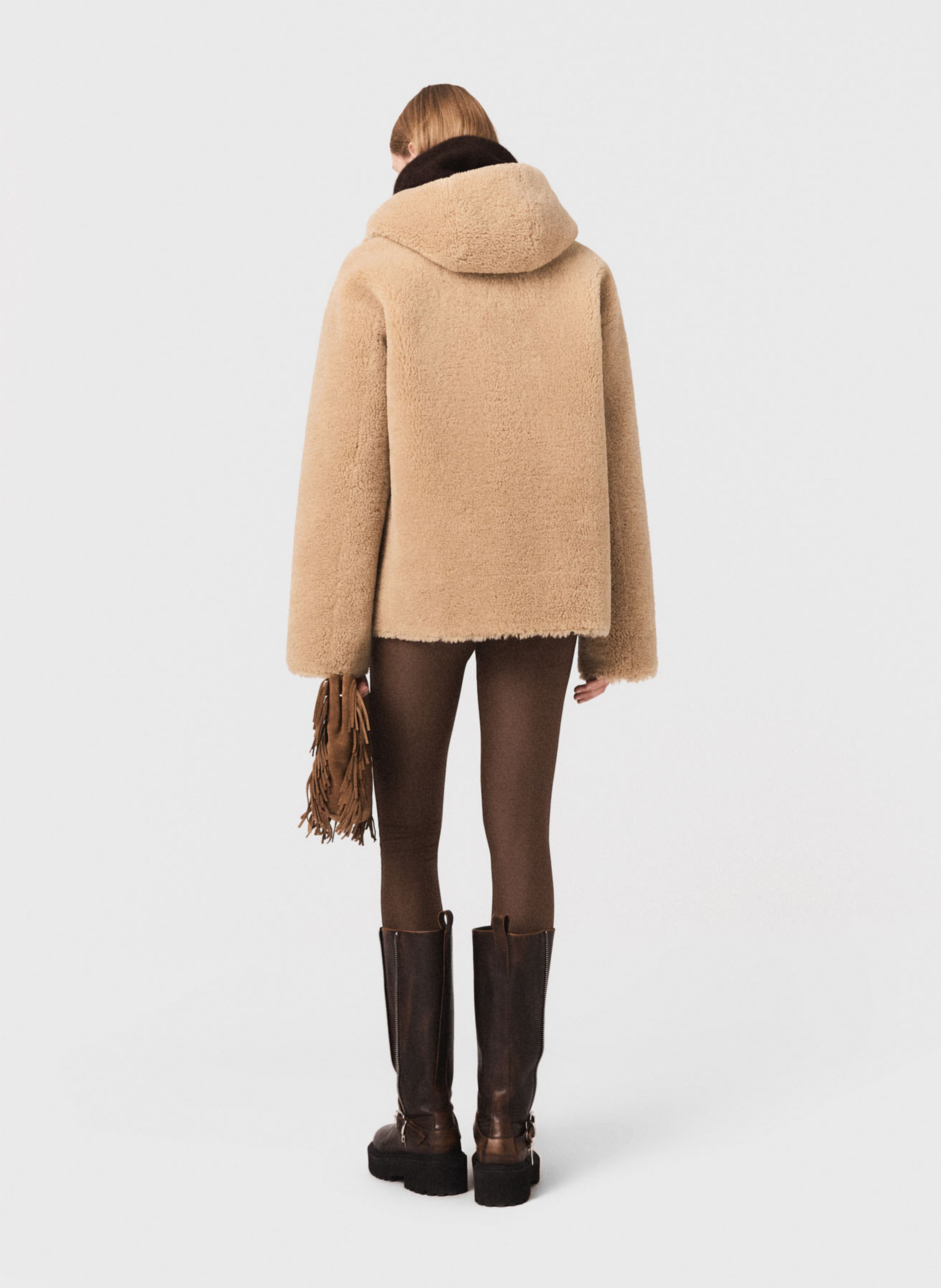 Manteau ample réversible à capuche MAJE Beige