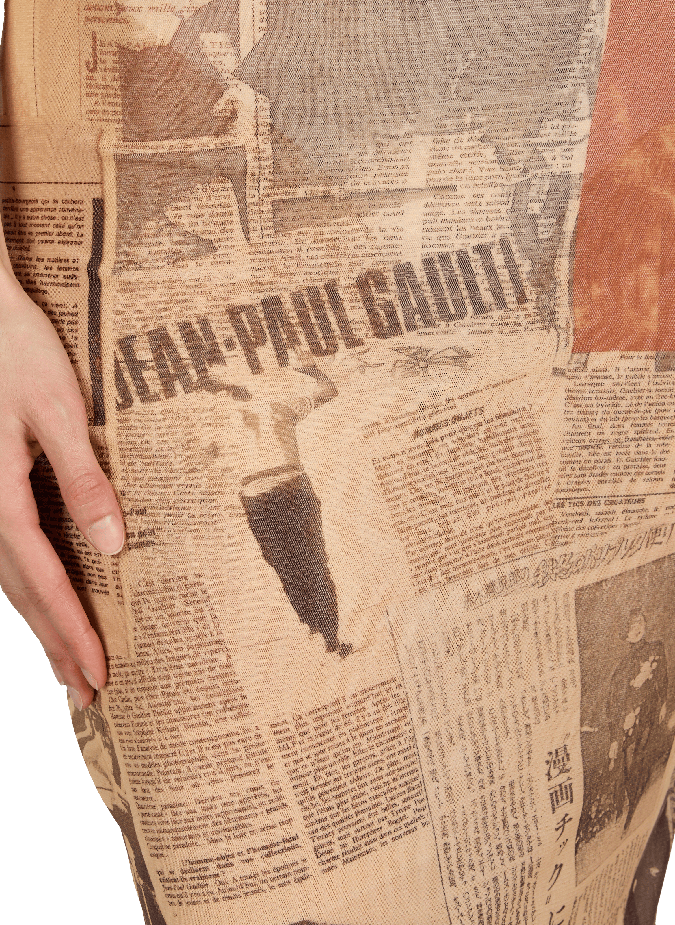 Fitted long dress with newspaper print JEAN PAUL GAULTIER Multicolour