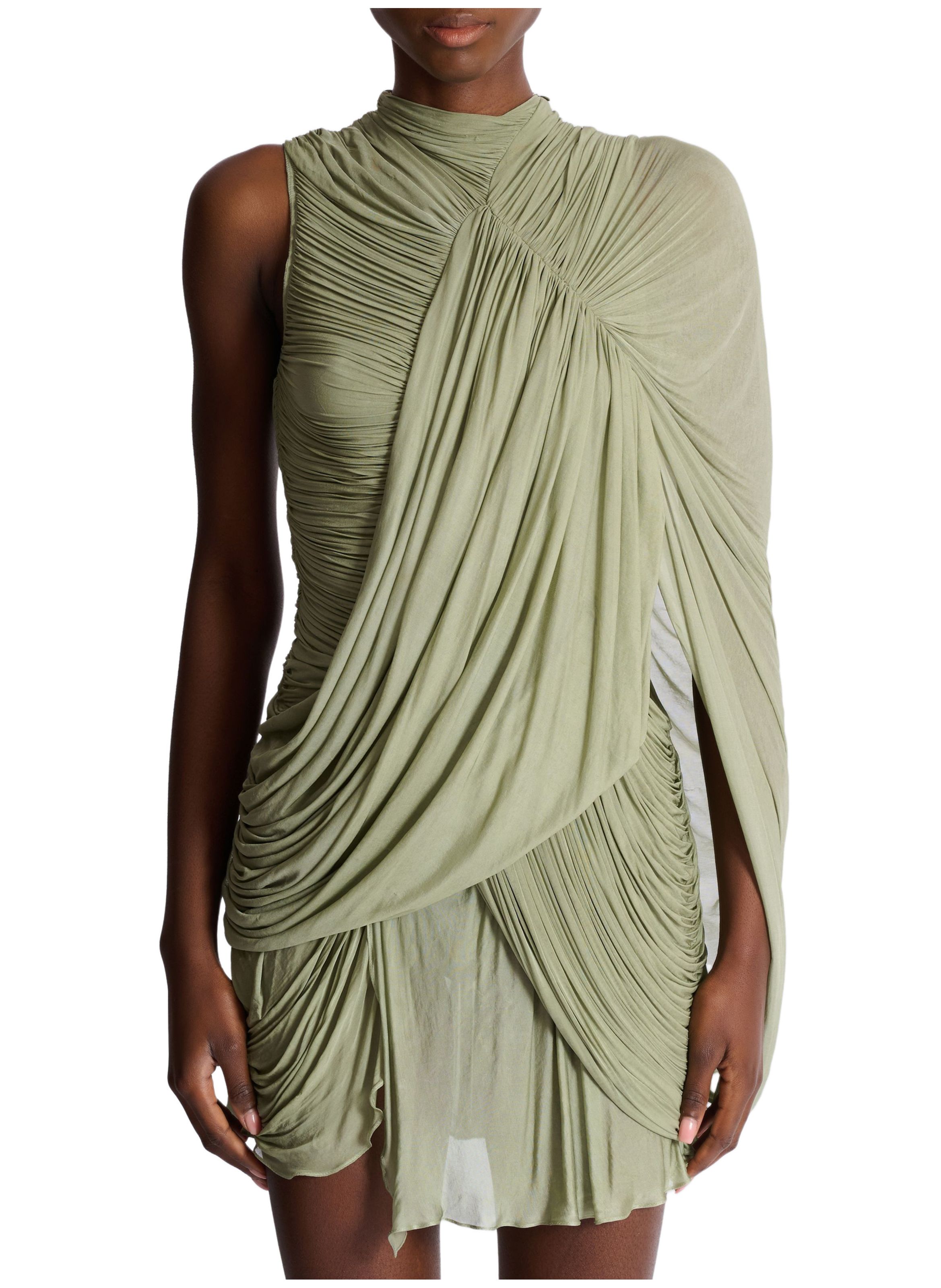 Robe drapée en jersey fluide BALMAIN Vert