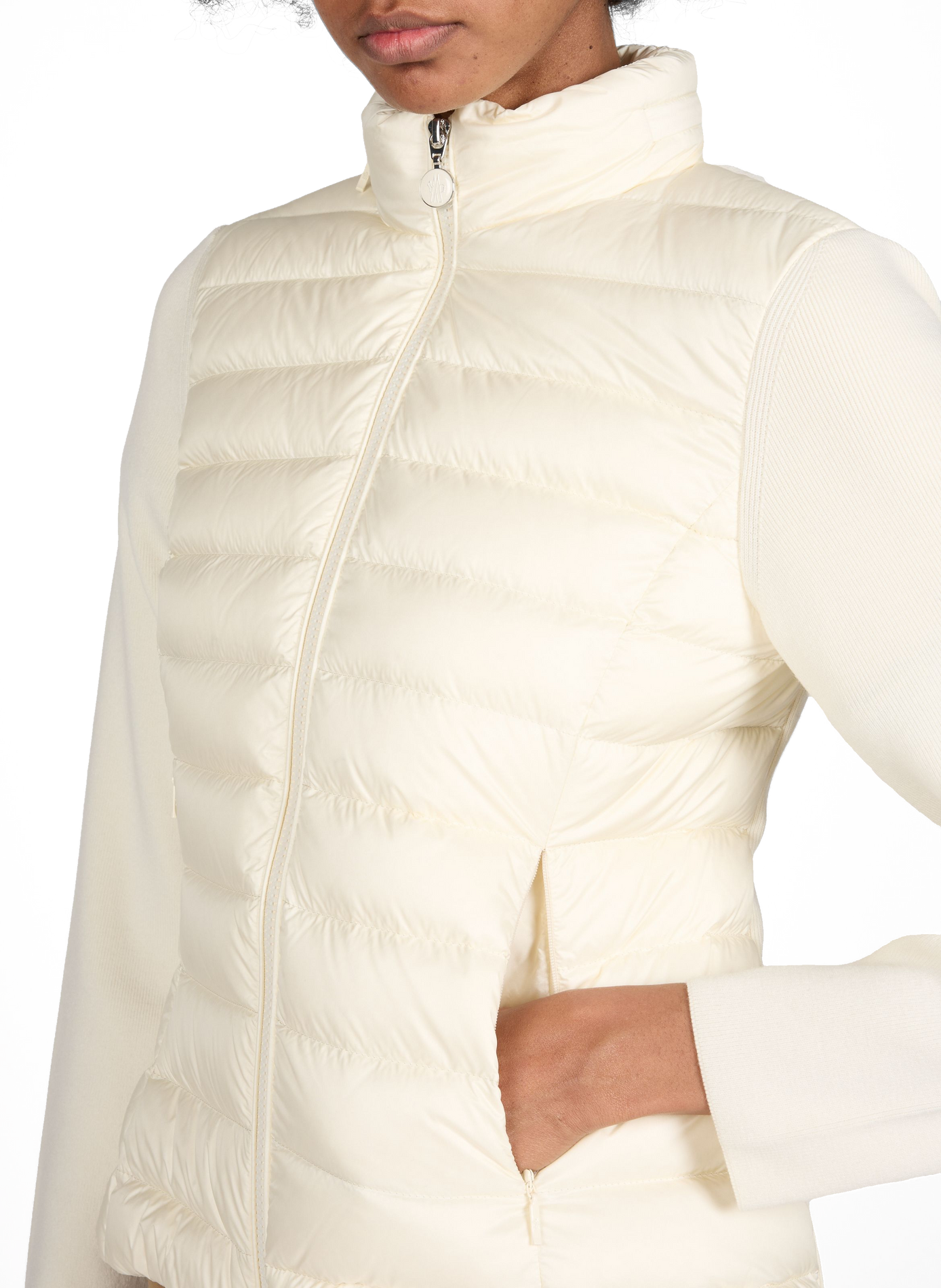 Cardigan cintré à capuche amovible MONCLER Blanc