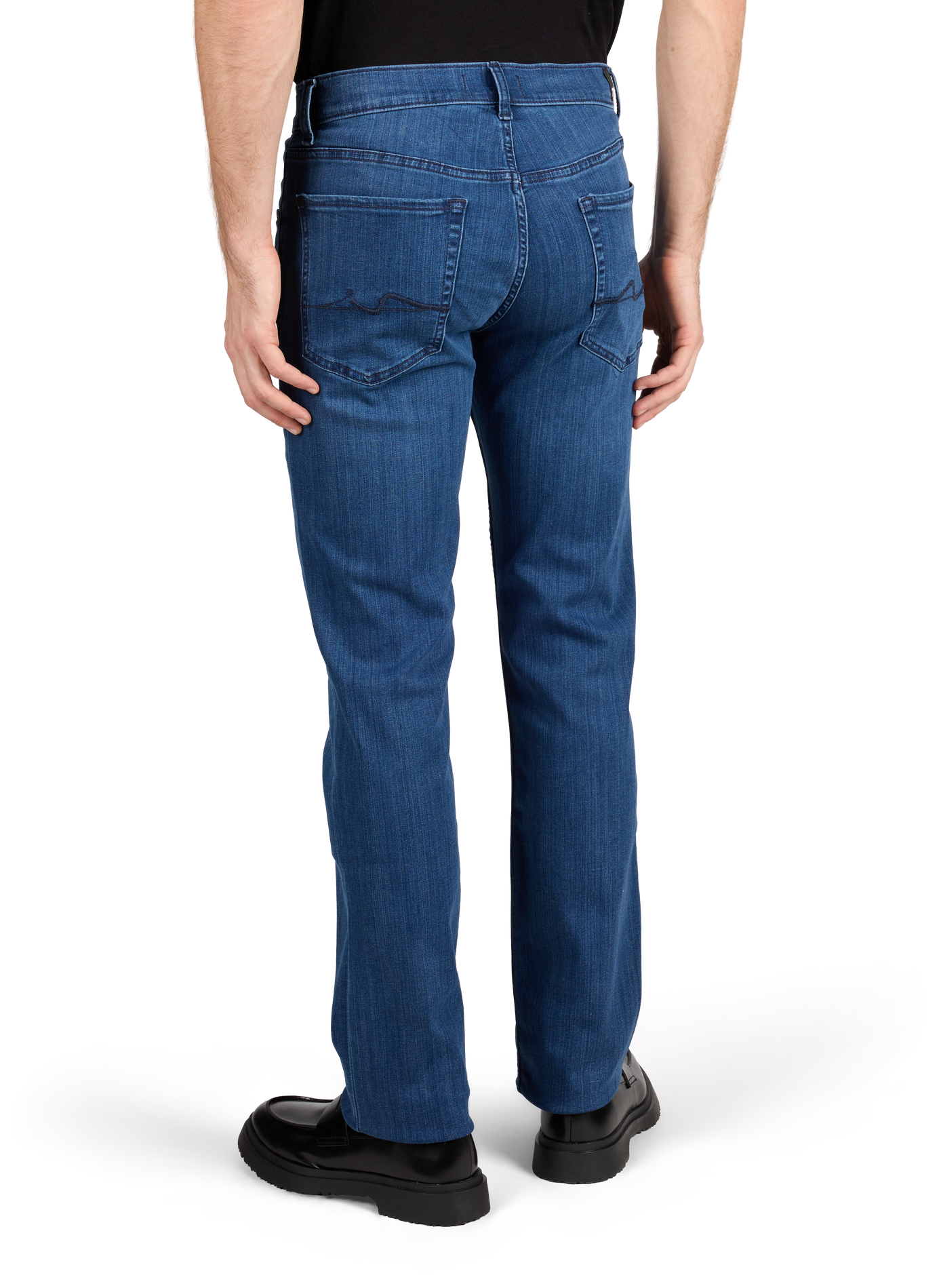 Jean slim en coton mélangé 7 FOR ALL MANKIND Bleu