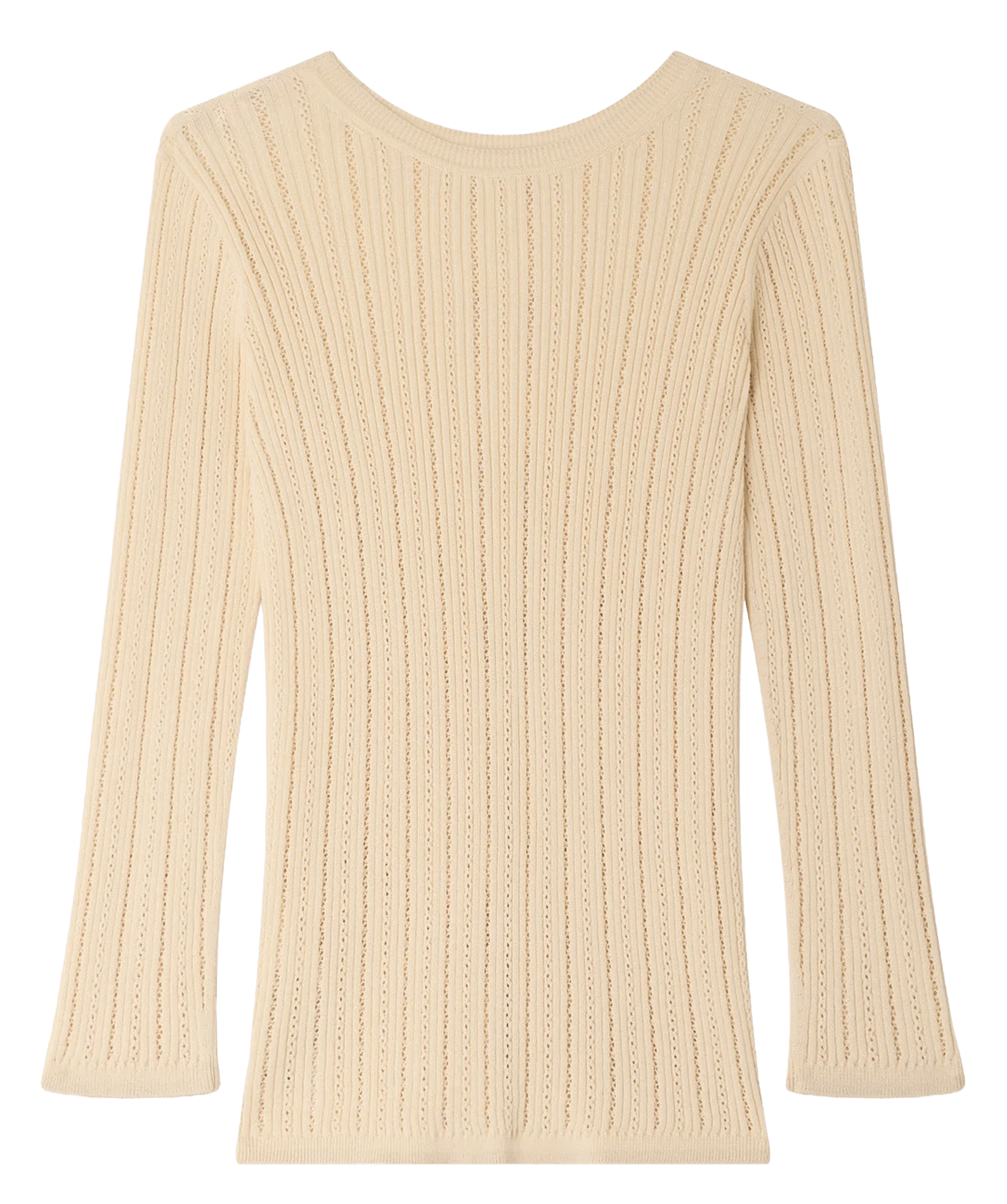 Pull manches 3/4 tricoté à découpes en coton alencar SESSUN Beige