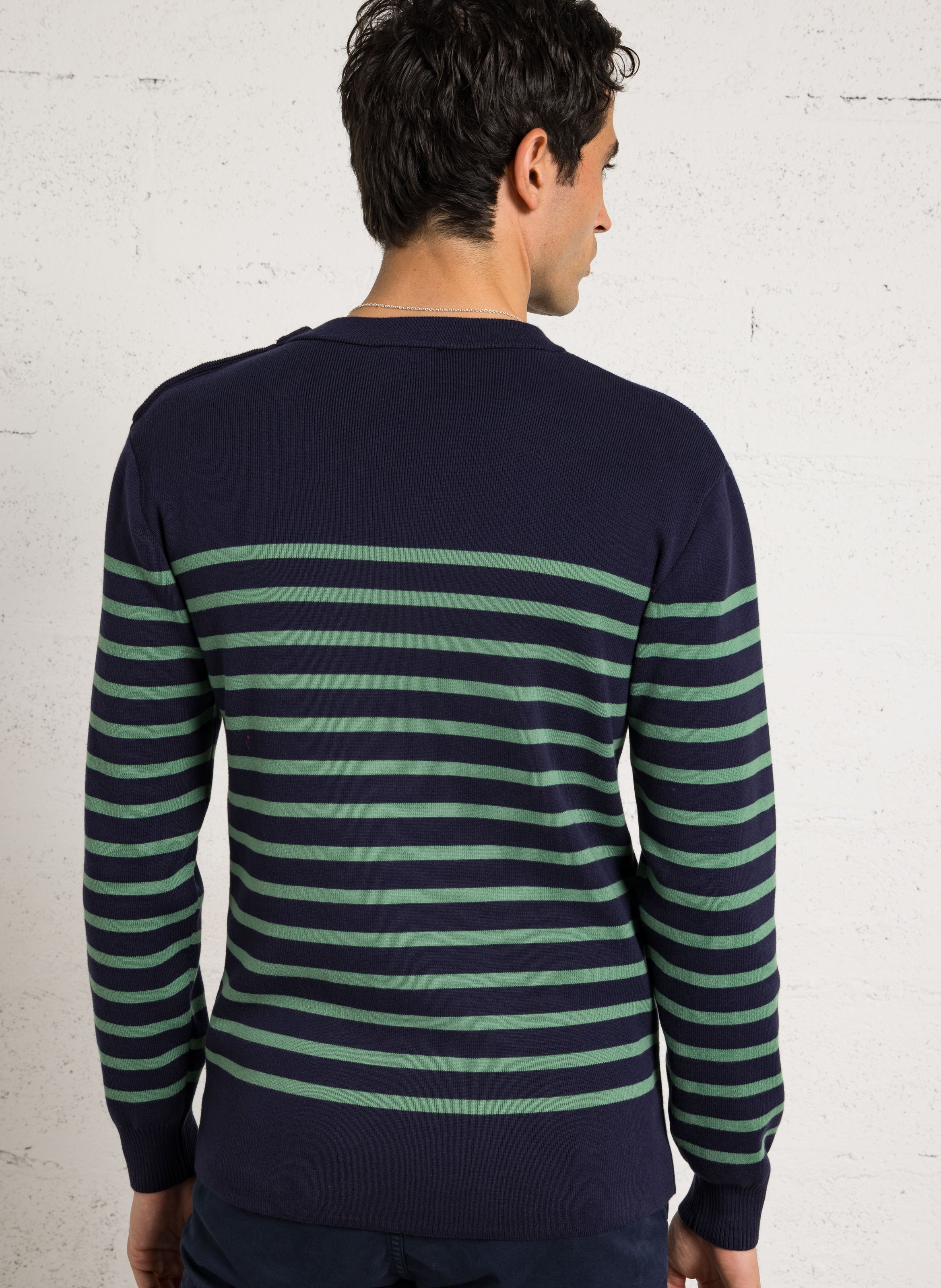 Marinière col rond slim-fit en maille de coton ARMOR-LUX Bleu