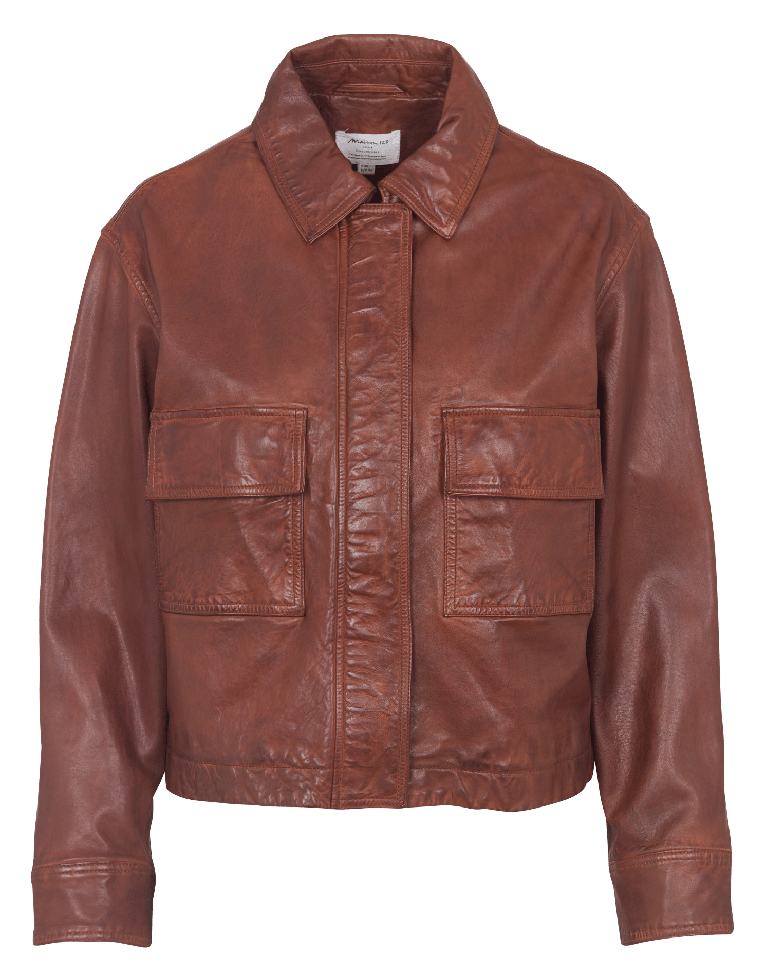 Veste col classique en cuir coco MAISON 123 Beige
