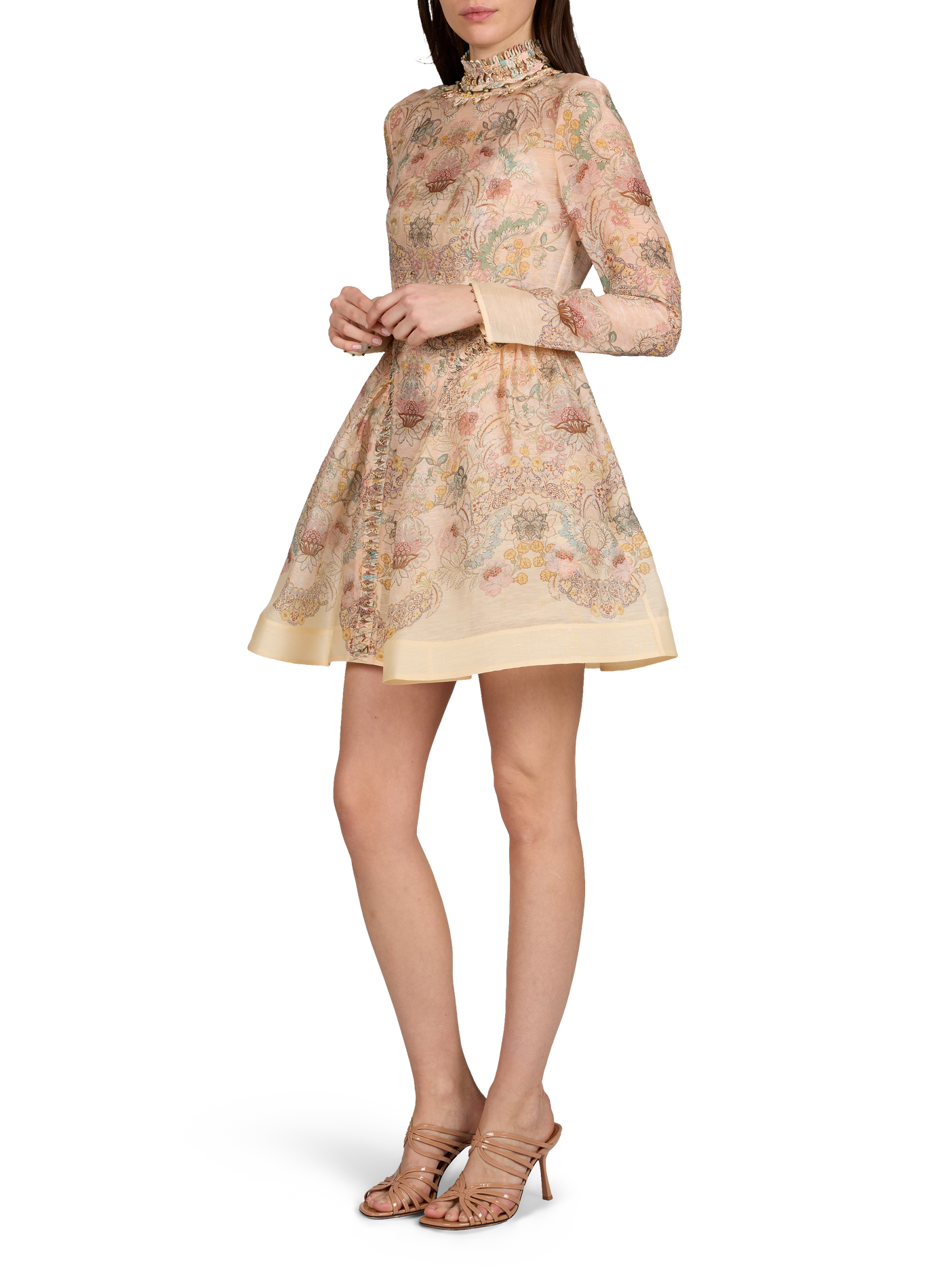 Mini robe à perles Rebellion en lin et soie ZIMMERMANN Multicolore