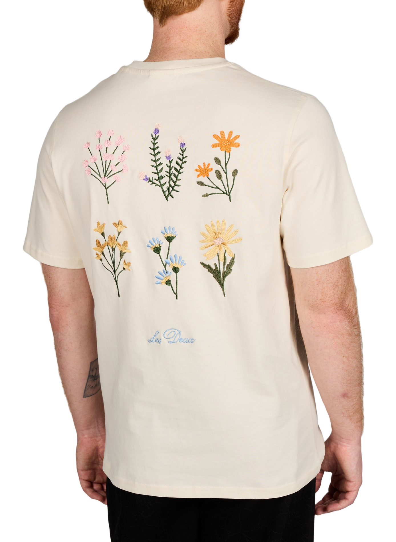Short-sleeve embroidered cotton T-shirt LES DEUX Beige