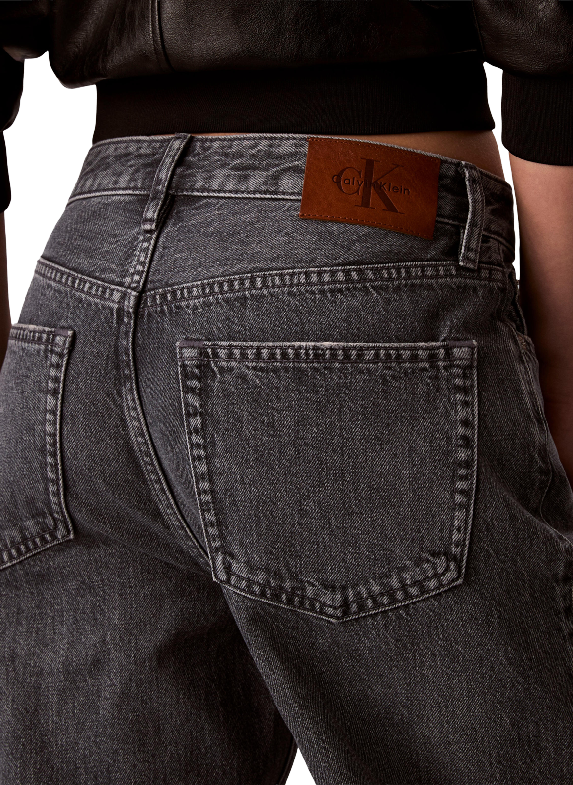 Jean droit délavé en coton CALVIN KLEIN Bleu