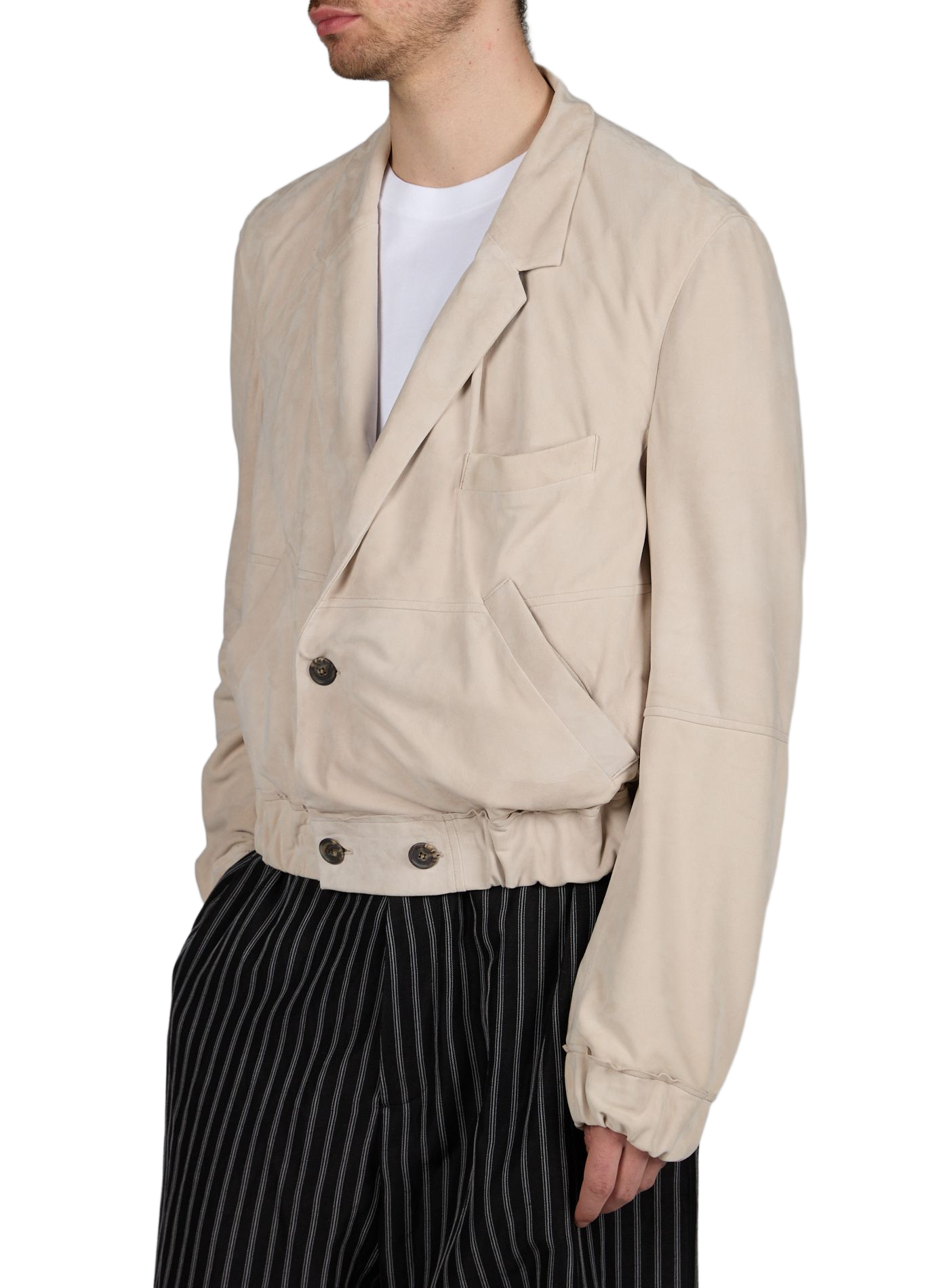 Lamb leather blazer with tailored collar SONIA CARRASCO Beige