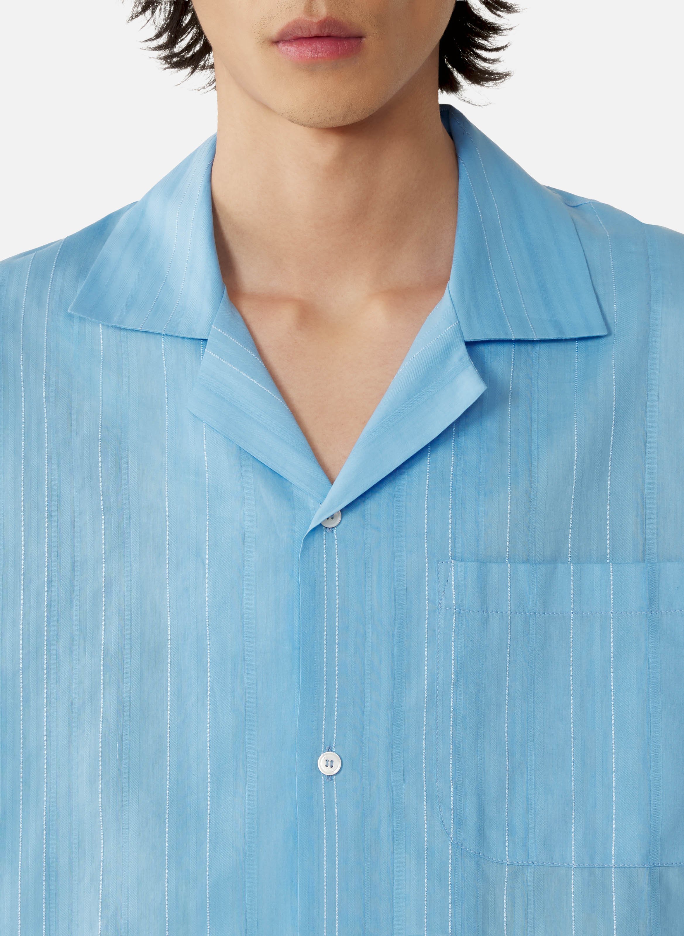 Chemise texturée en coton et soie LANVIN Bleu