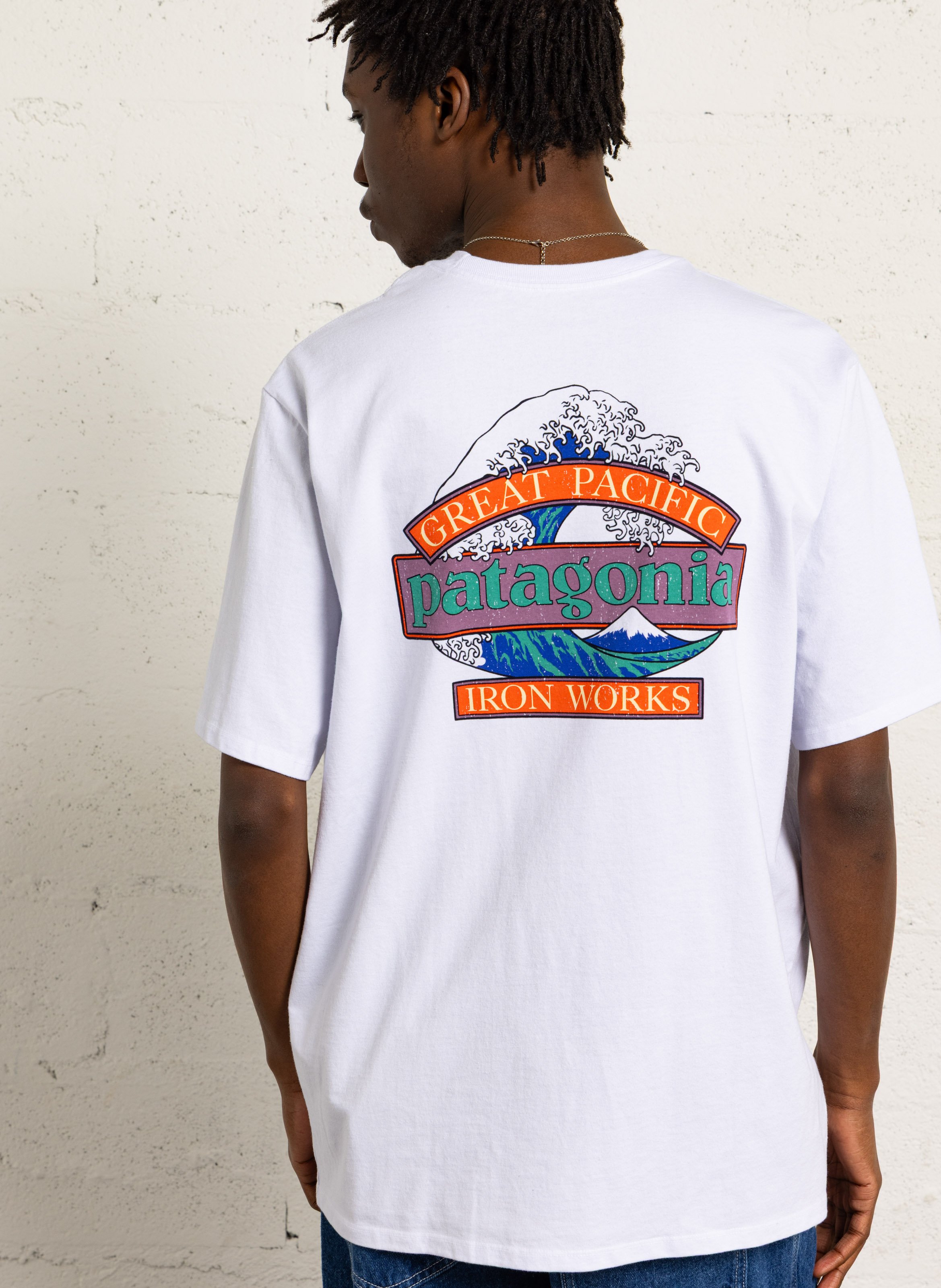 Straight round-neck t-shirt in blended recycled cotton PATAGONIA White