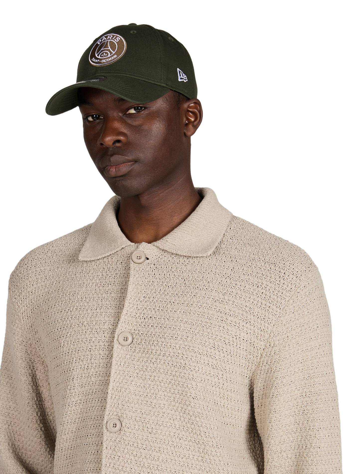 Casquette logo Paris Saint-Germain en coton NEW ERA Kaki