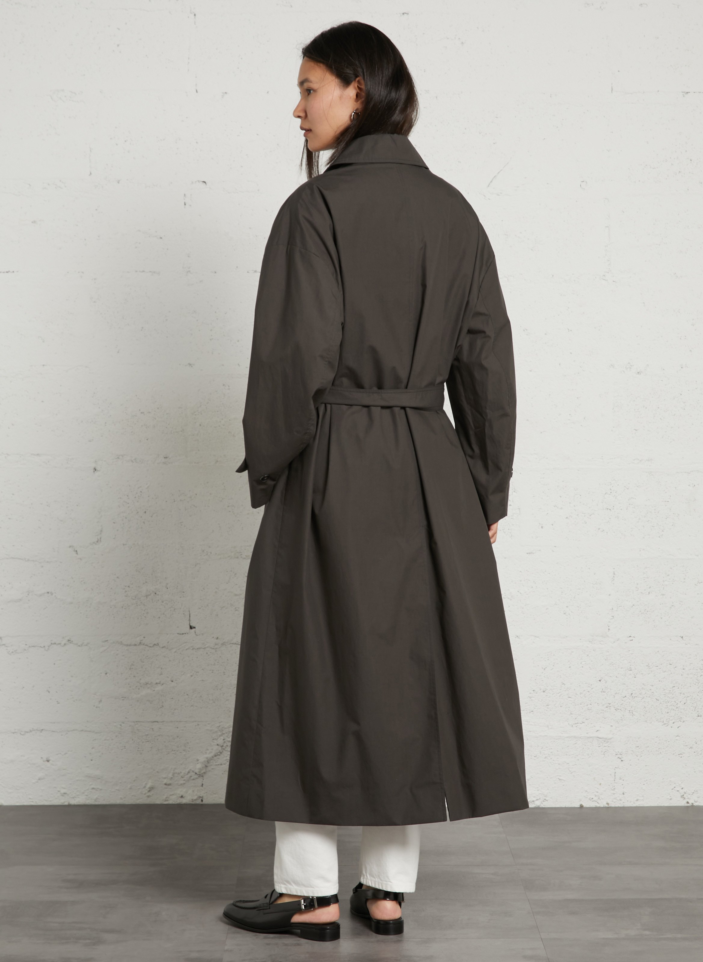 Manteau mi-long ceinturé uni helio SOEUR Gris