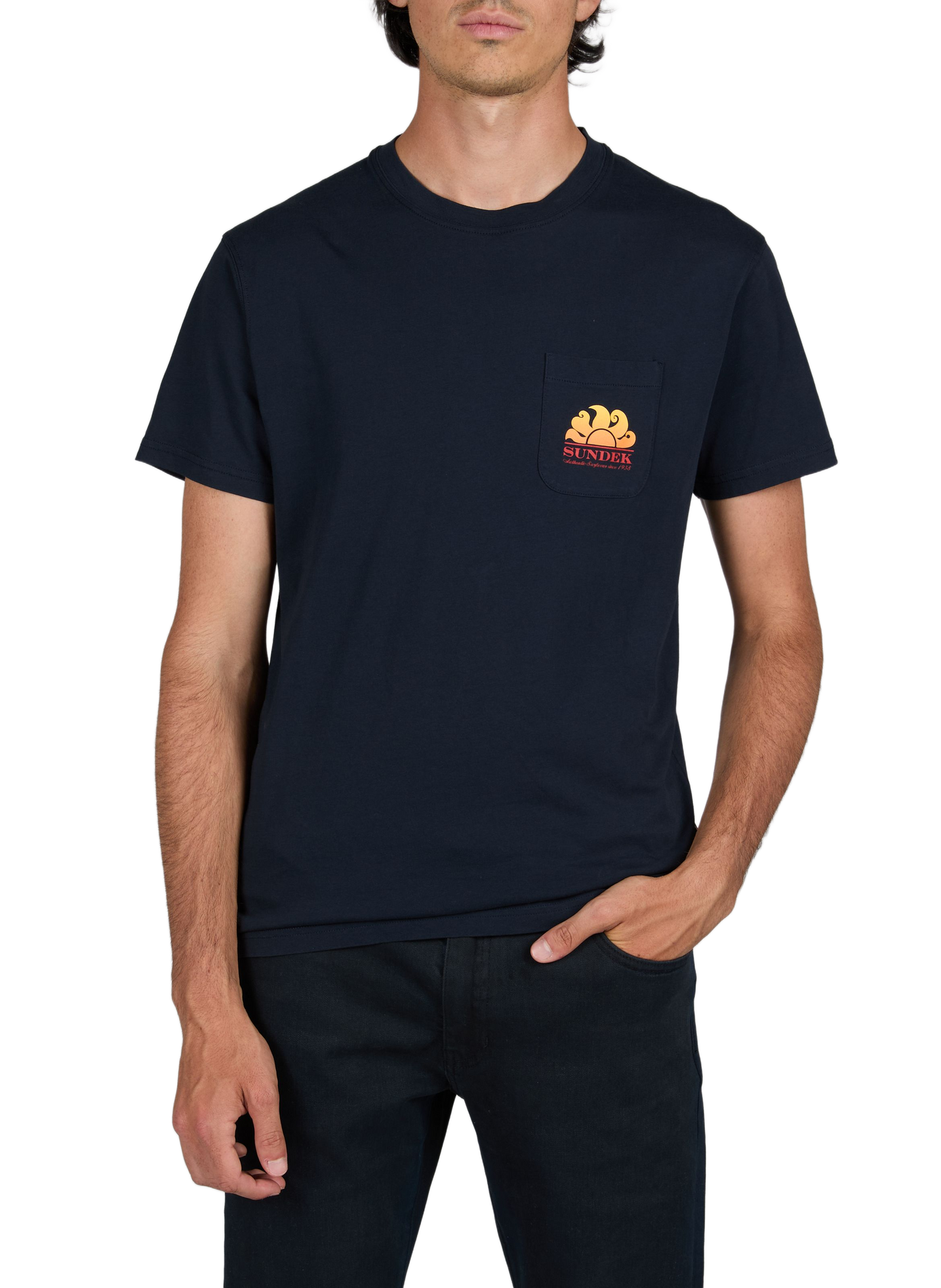 Round neck printed t-shirt SUNDEK Blue