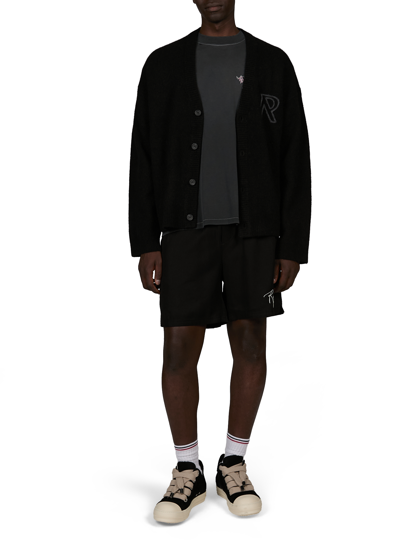 Solid cardigan with blended wool collar REPRESENT Black