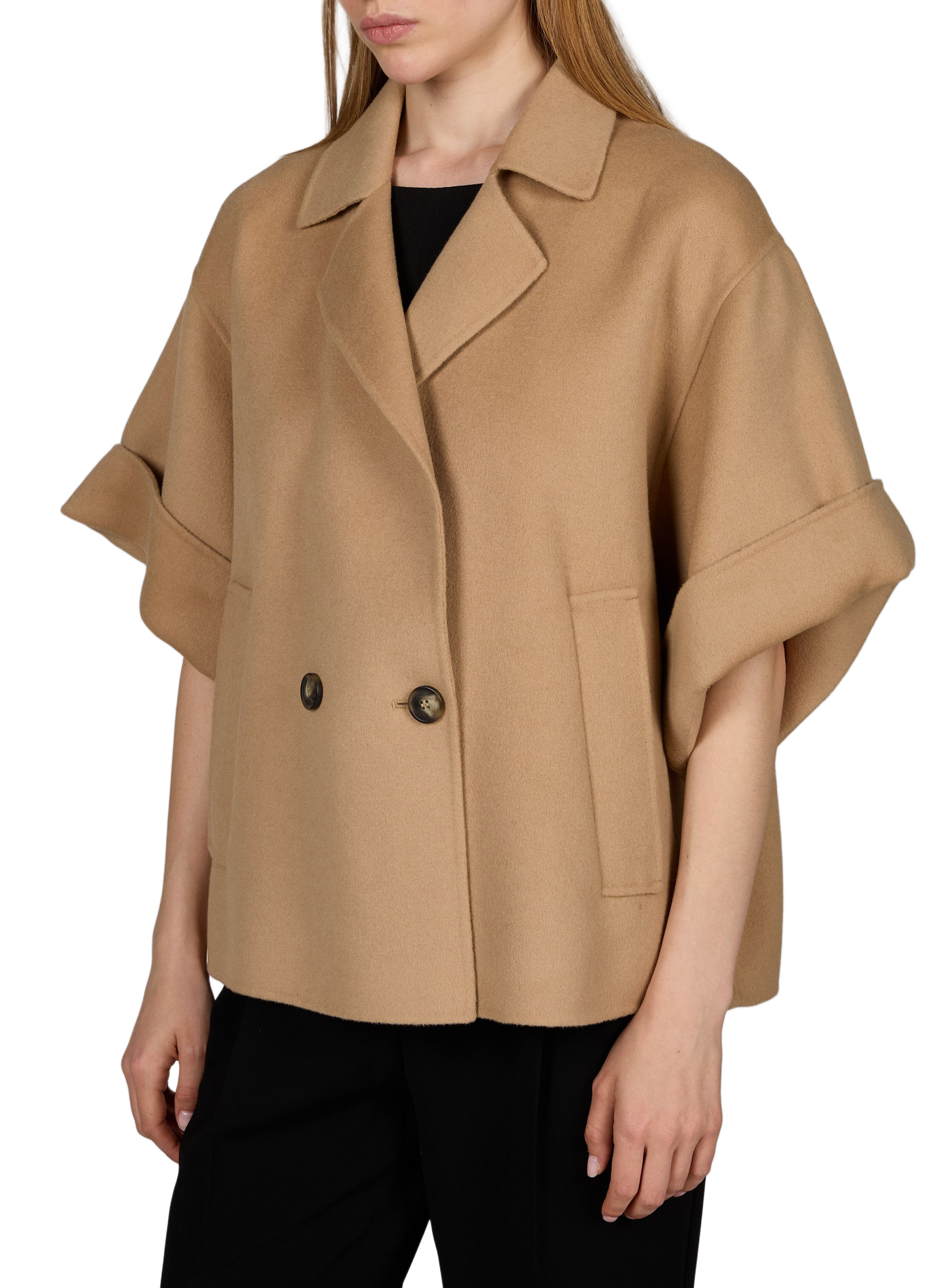 Textured coat with wide sleeves in wool MAX MARA WEEK END Brown