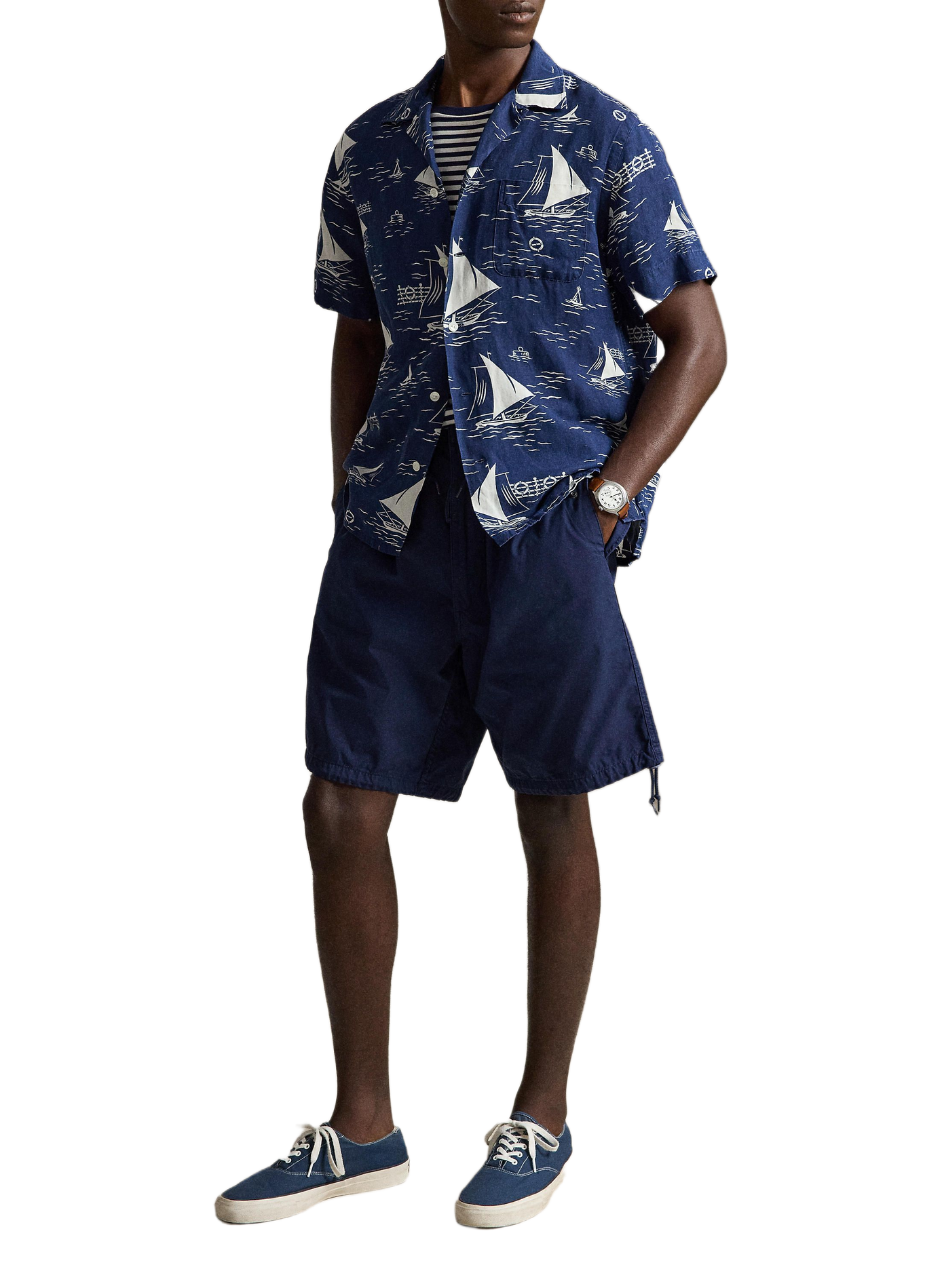 Bermuda mit Kordelzug aus Baumwolle POLO RALPH LAUREN Blau