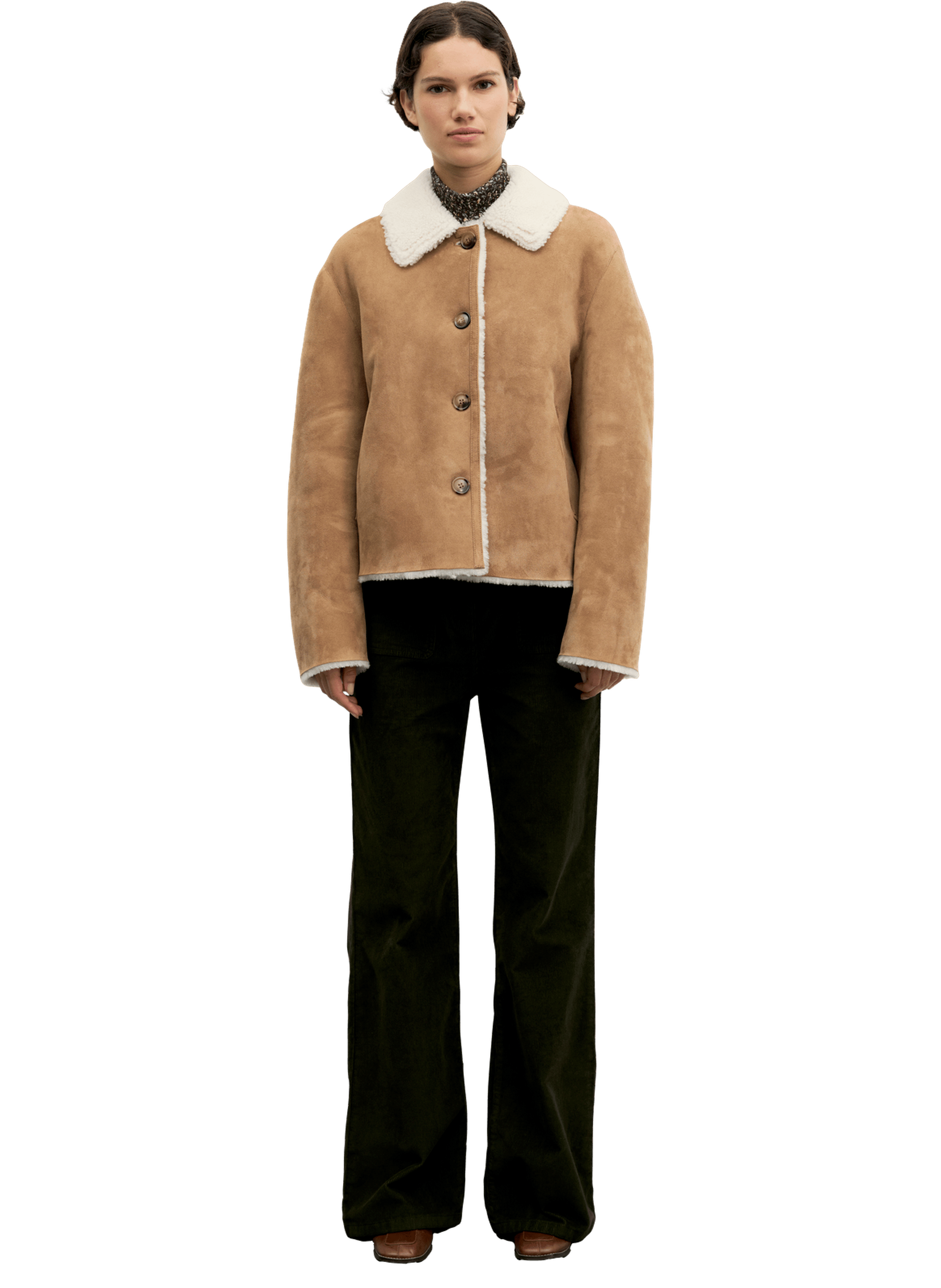 Manteau court réversible en peau lainée - farra GERARD DAREL Marron