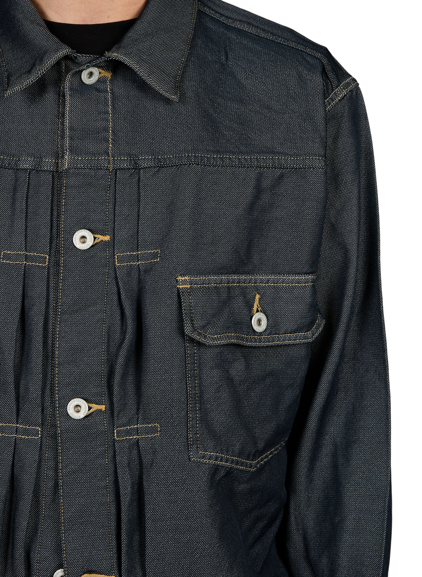 Straight jacket with classic collar in denim effect. COMME DES GARCONS HOMME Multicolour