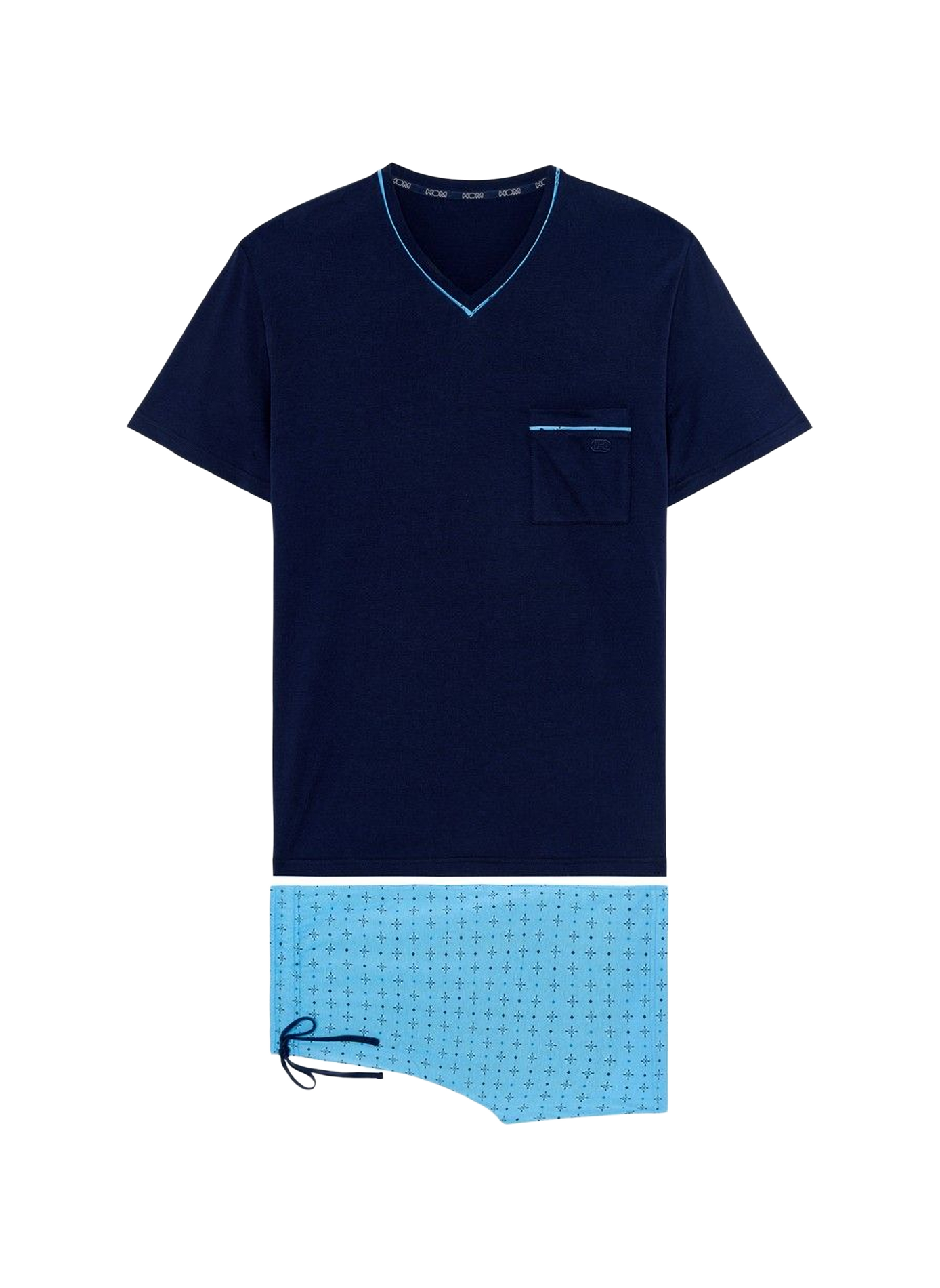Printed cotton-blend pyjama set HOM Blue