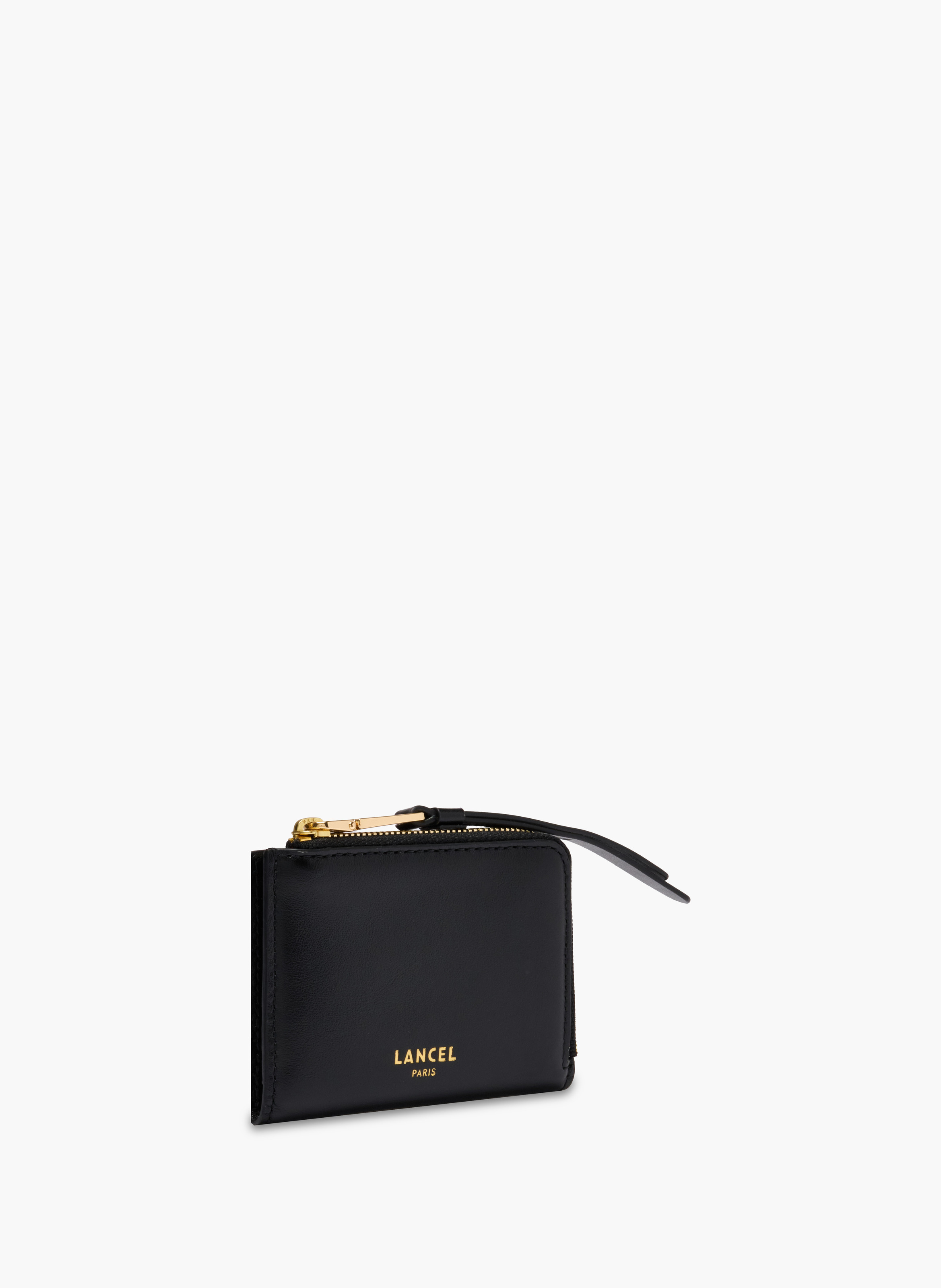 Mini portefeuille zippé origami de lancel en cuir LANCEL Noir