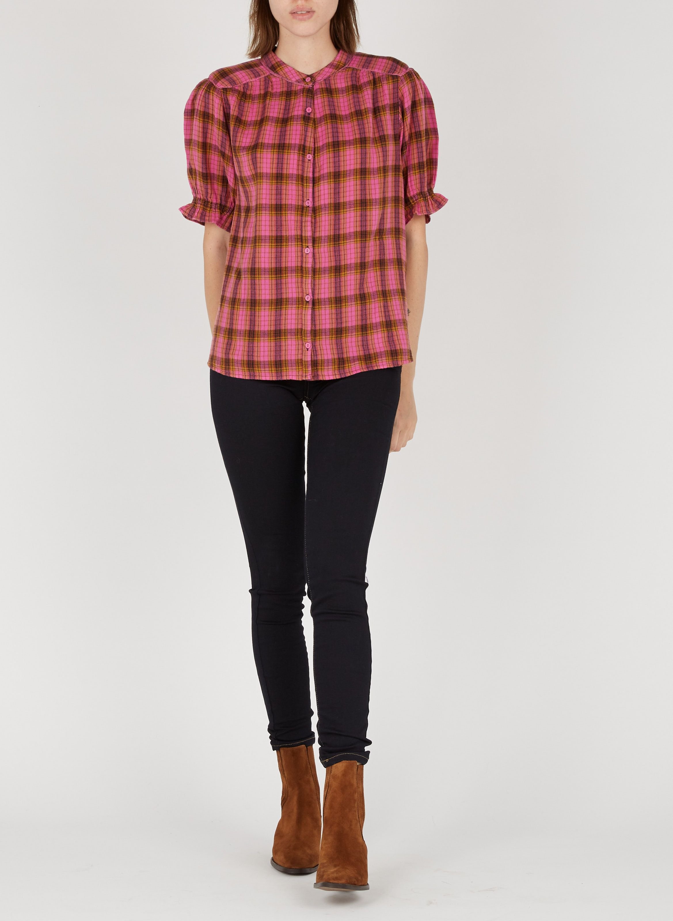 Bottines western talons mi-hauts en cuir velours birman JONAK Marron