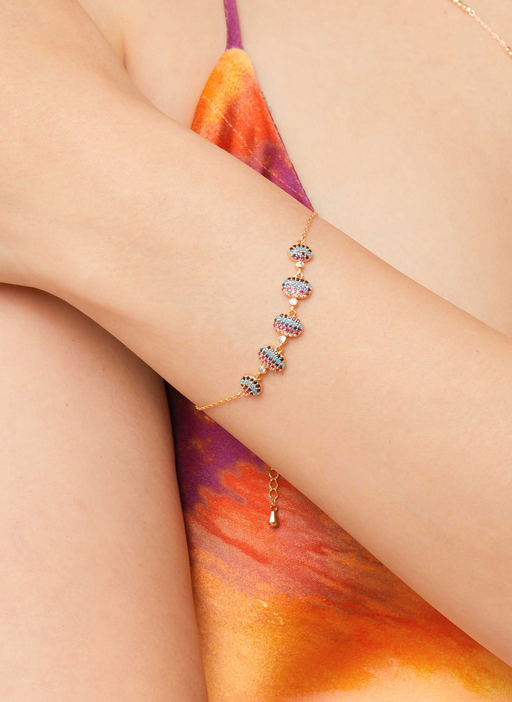 Bracelet chaîne avec perles et zircons effet diamants beeps HIPANEMA Doré