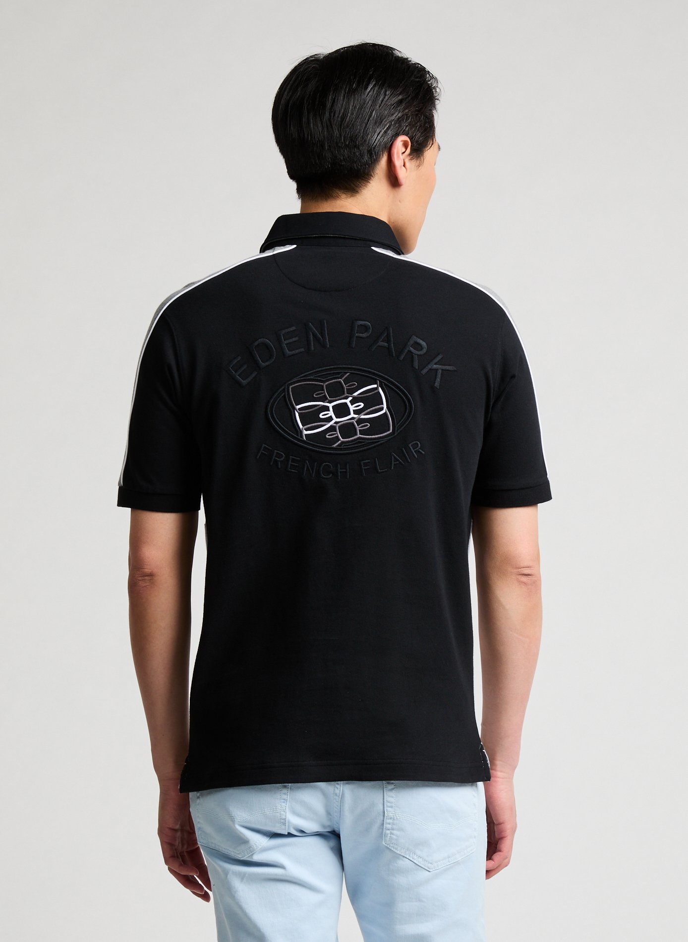 Polo tricolore en coton EDEN PARK Gris