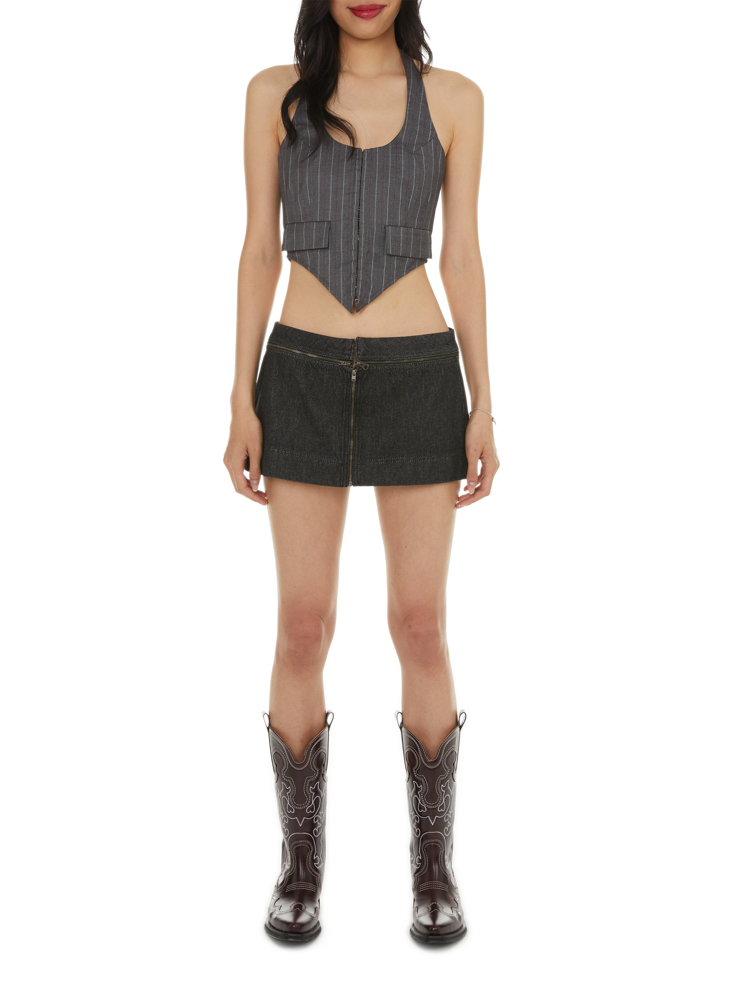 Top corset à rayures MIAOU Gris