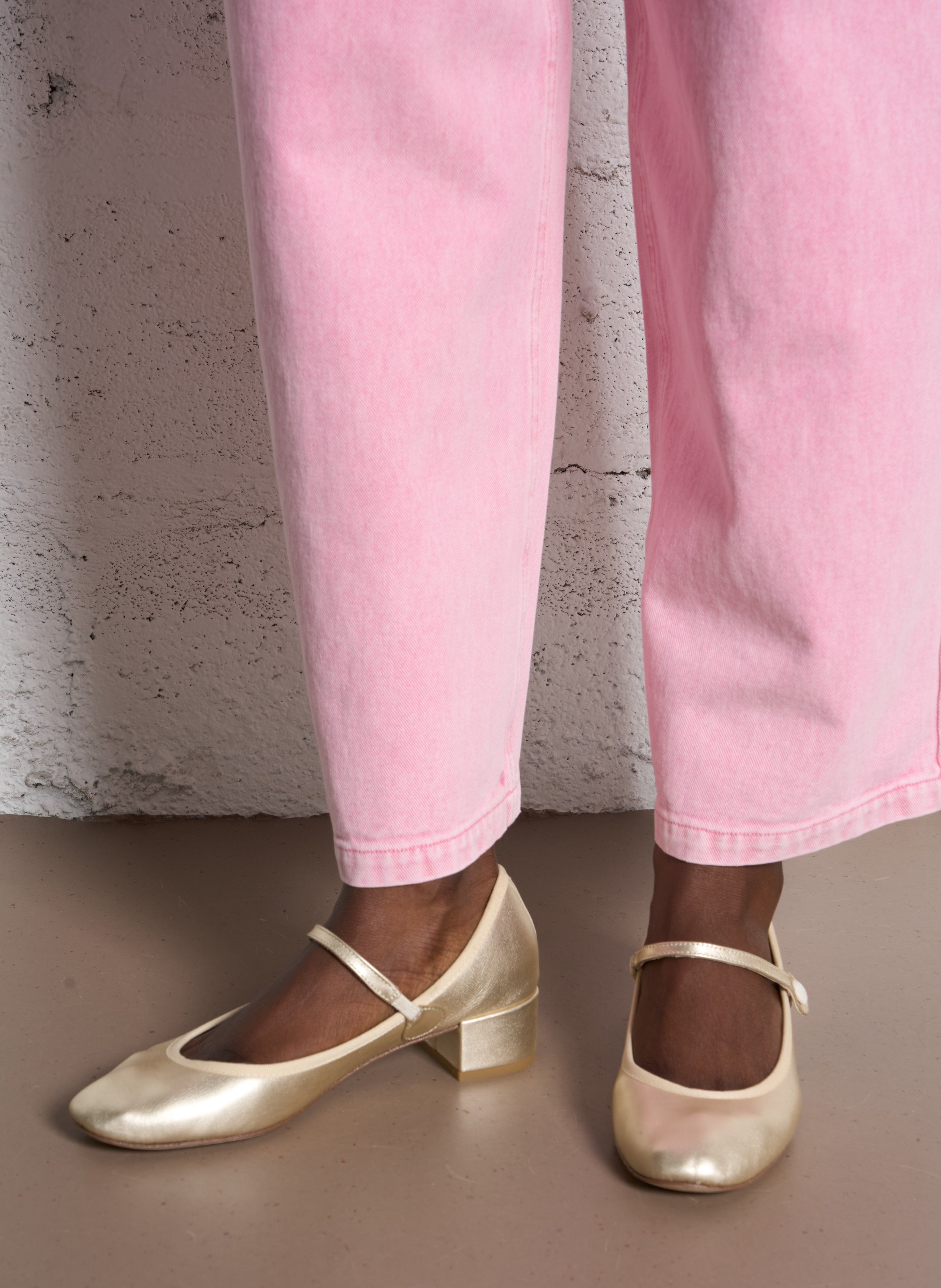 Babies en cuir rose REPETTO Doré