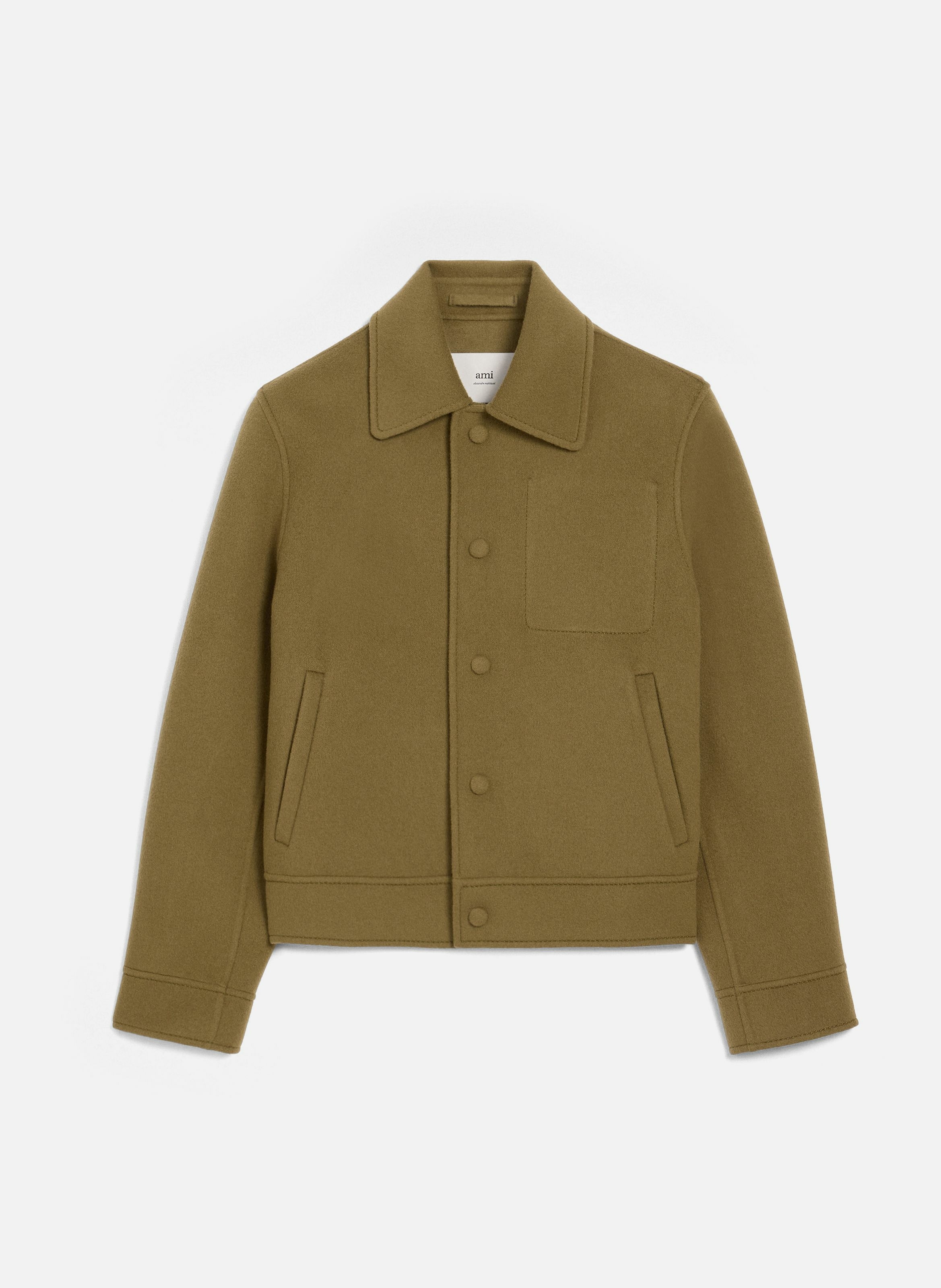 Blouson boule boutonné en laine AMI PARIS Vert