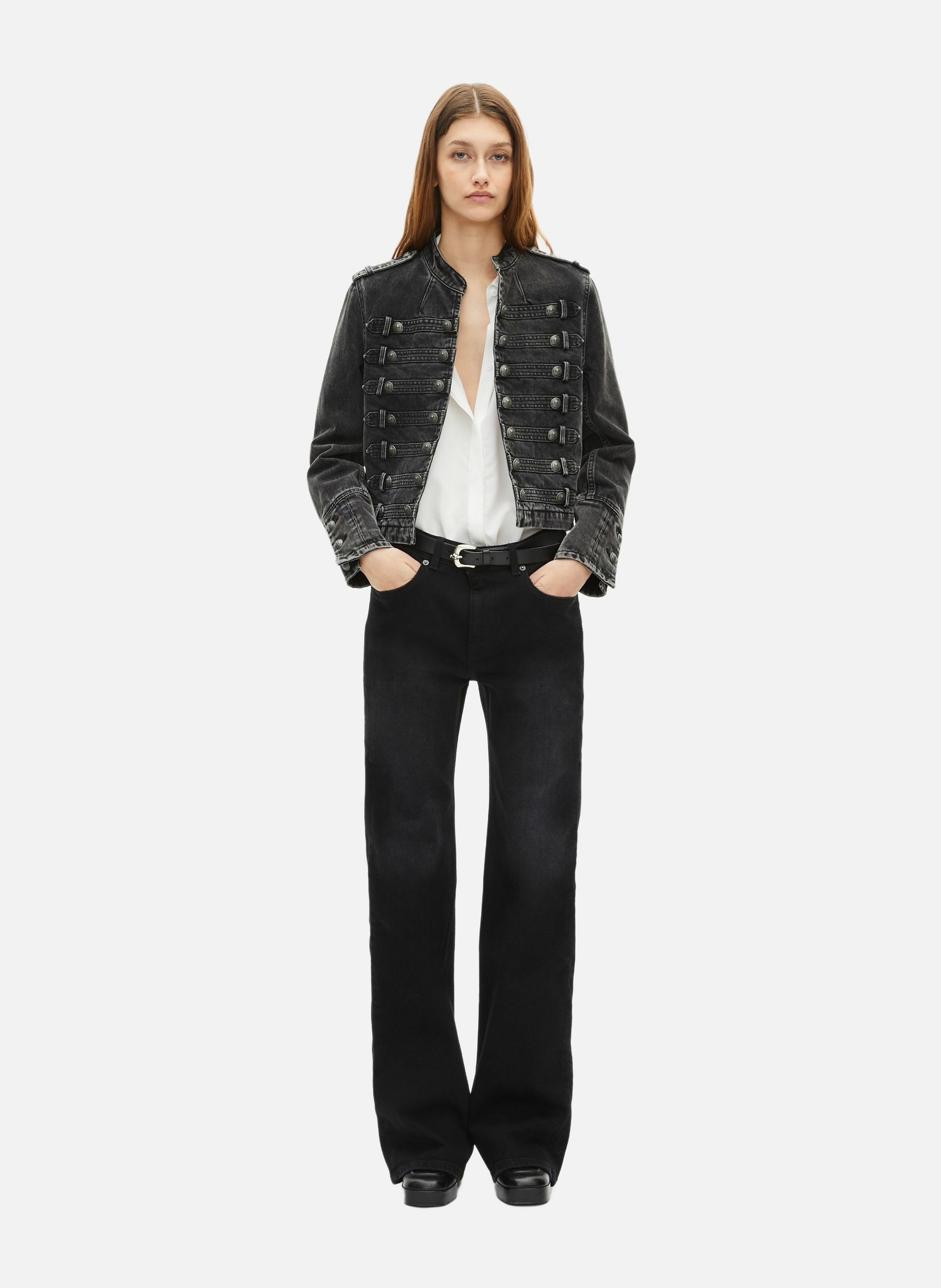 Blouson style officier en denim THE KOOPLES Noir
