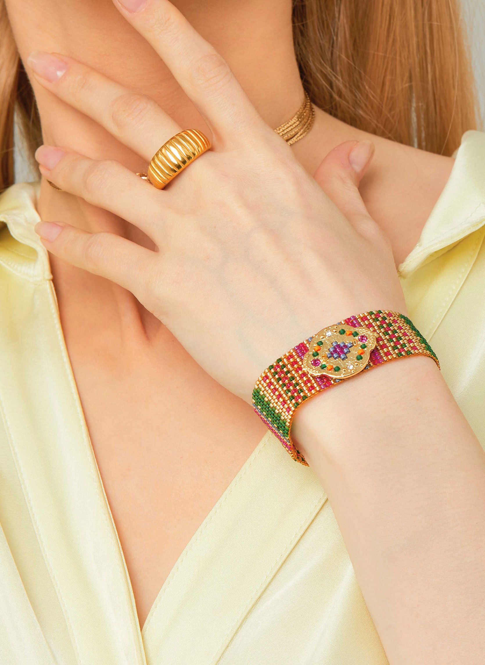 Bracelet tissé avec perles alonzo HIPANEMA Doré