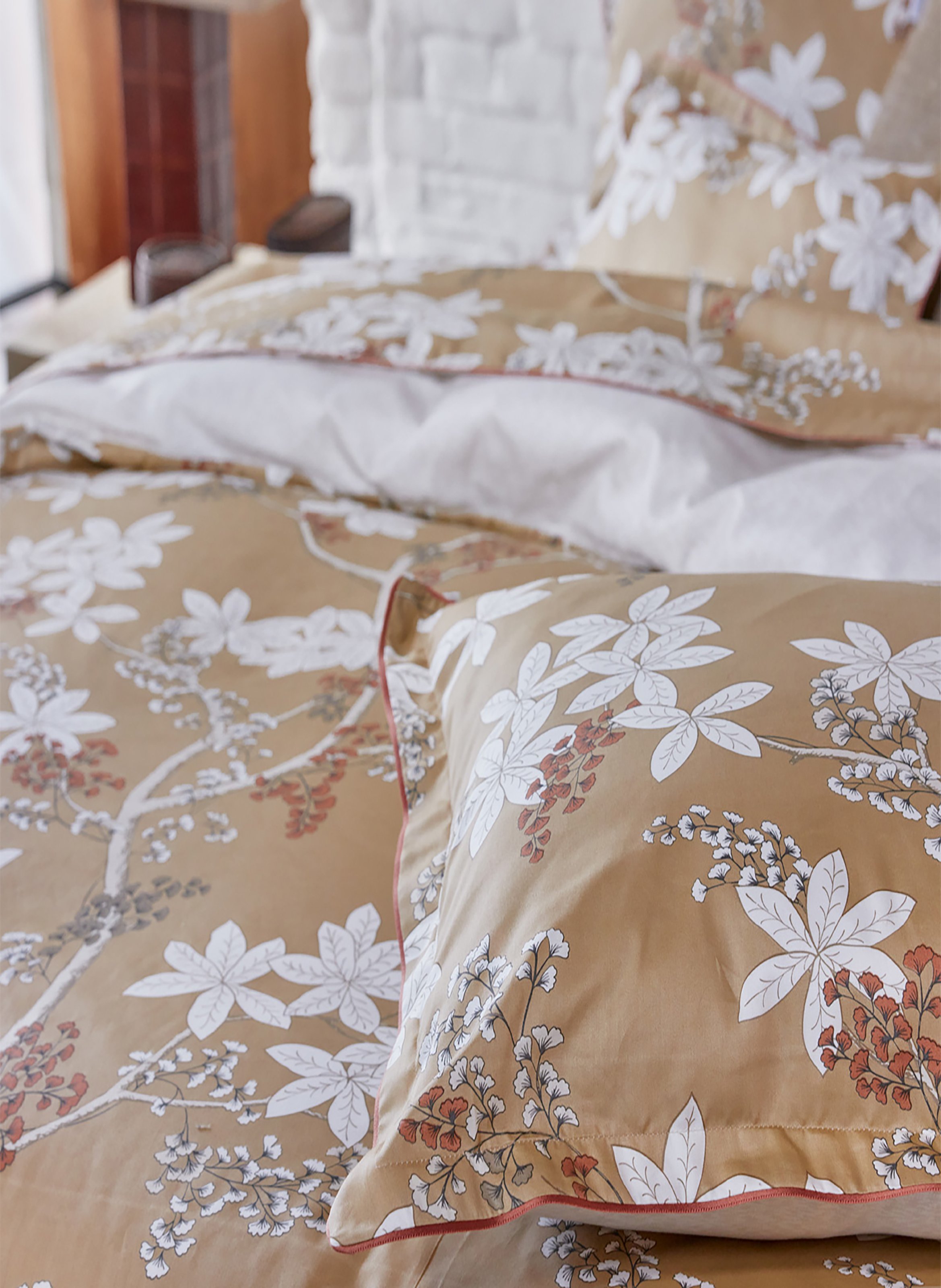 Drap plat imprimé en satin de coton bio, légende ALEXANDRE TURPAULT Jaune