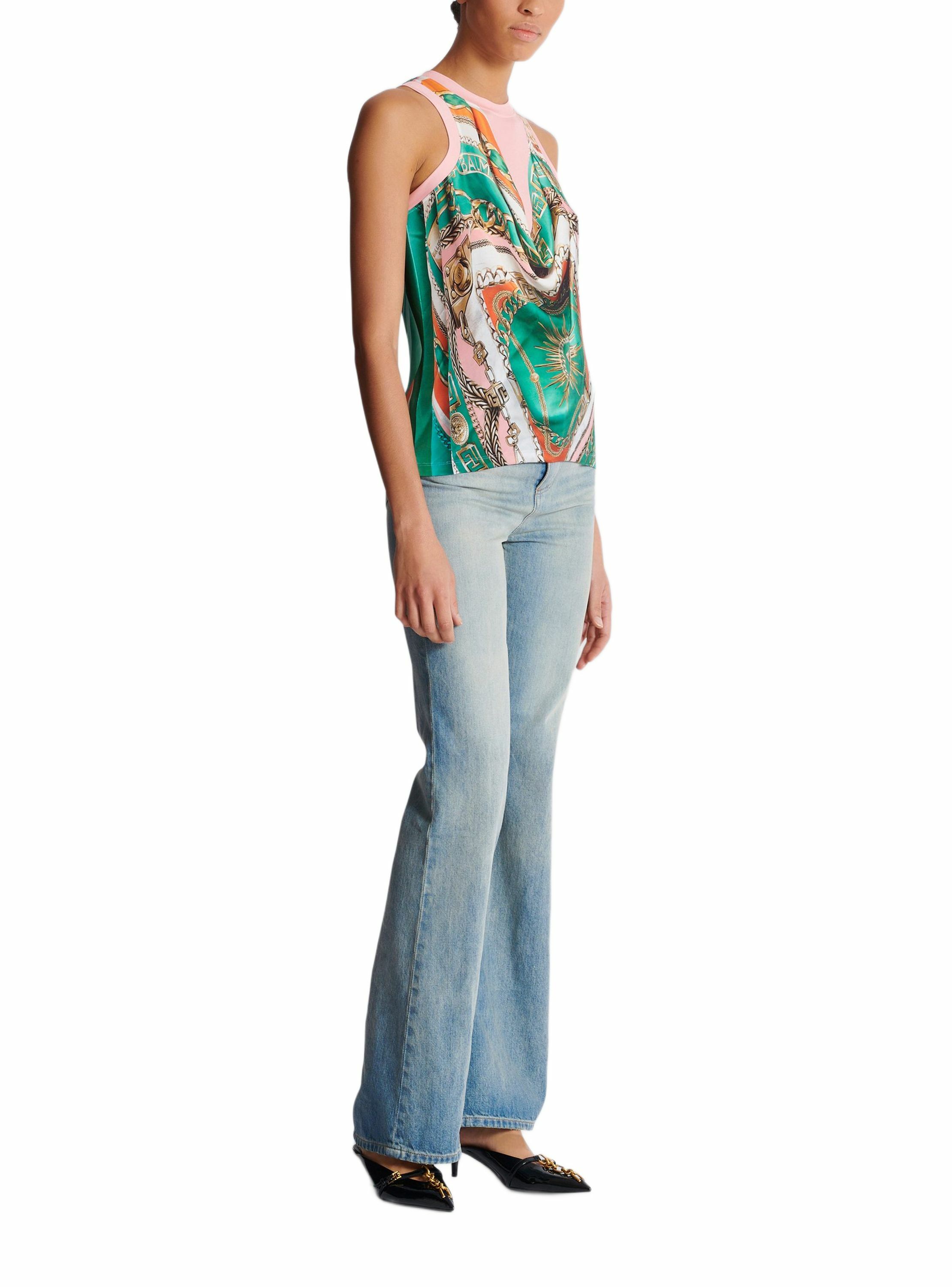 Débardeur imprimé balmain foulard façon trompe-l'œil BALMAIN Multicolore