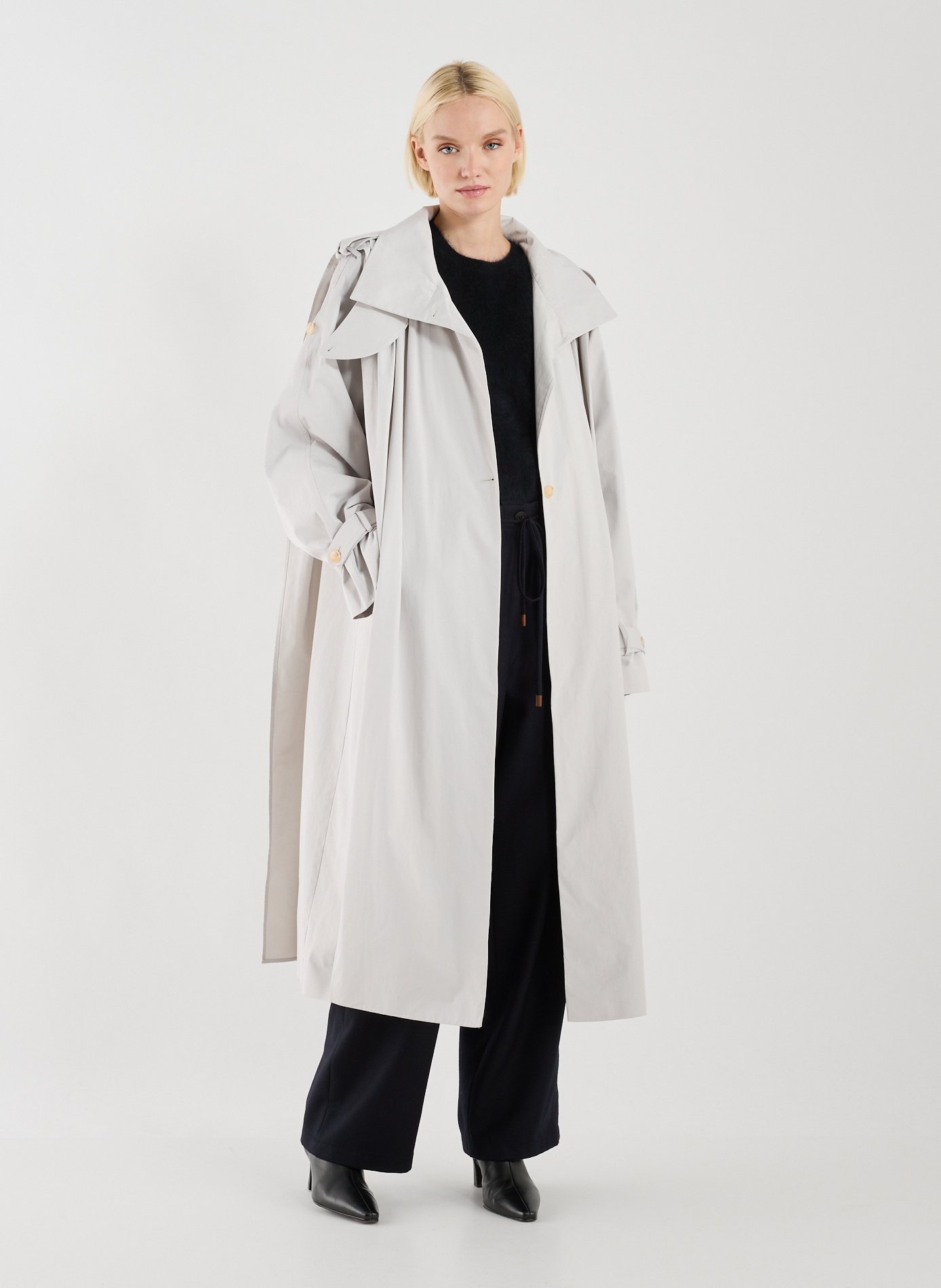 Manteau imperméable long en coton mélangé VIKTORIA CHAN Gris