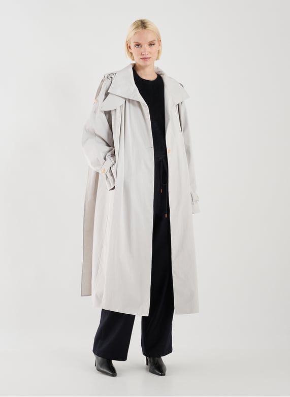 Long waterproof coat in blended cotton | Grey by VIKTORIA CHAN Long waterproof coat in blended cotton Grey