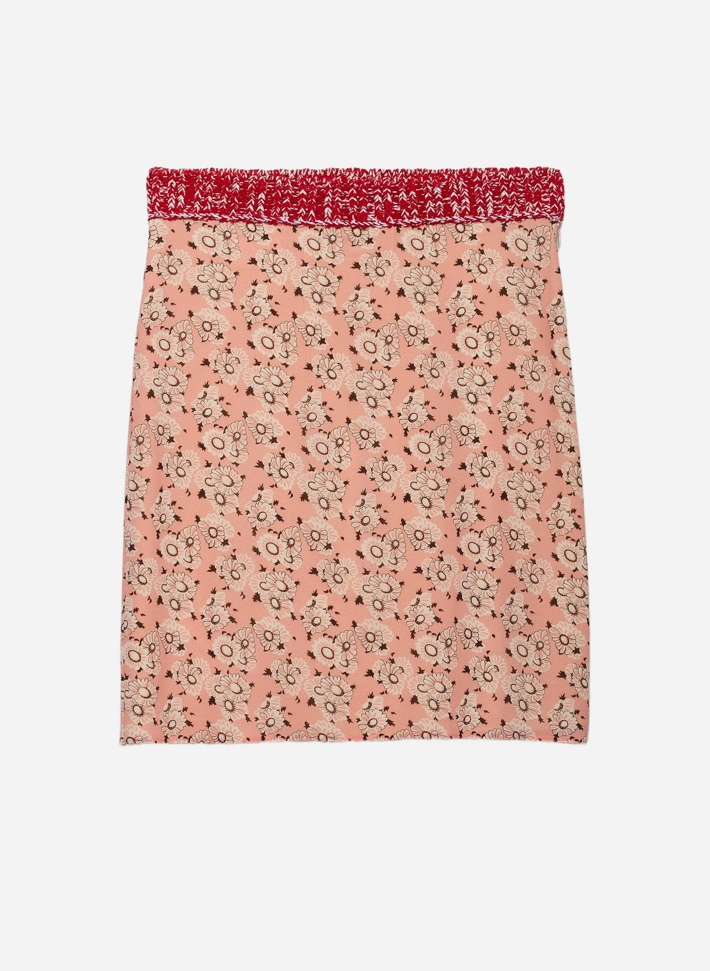 Jupe en georgette à imprimé floral PRADA Rose