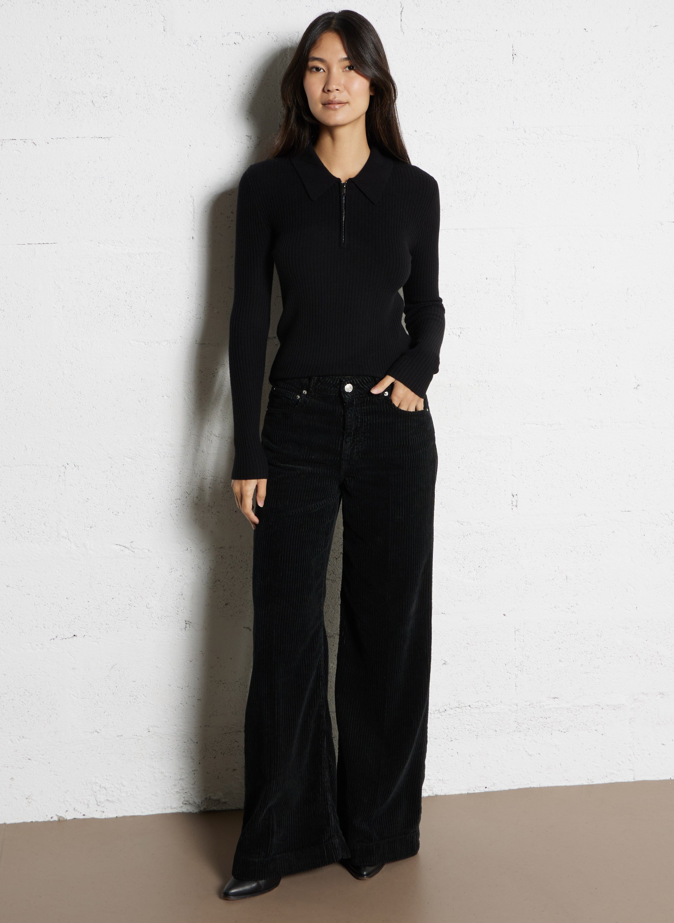 Pull col polo en laine IKKS Noir