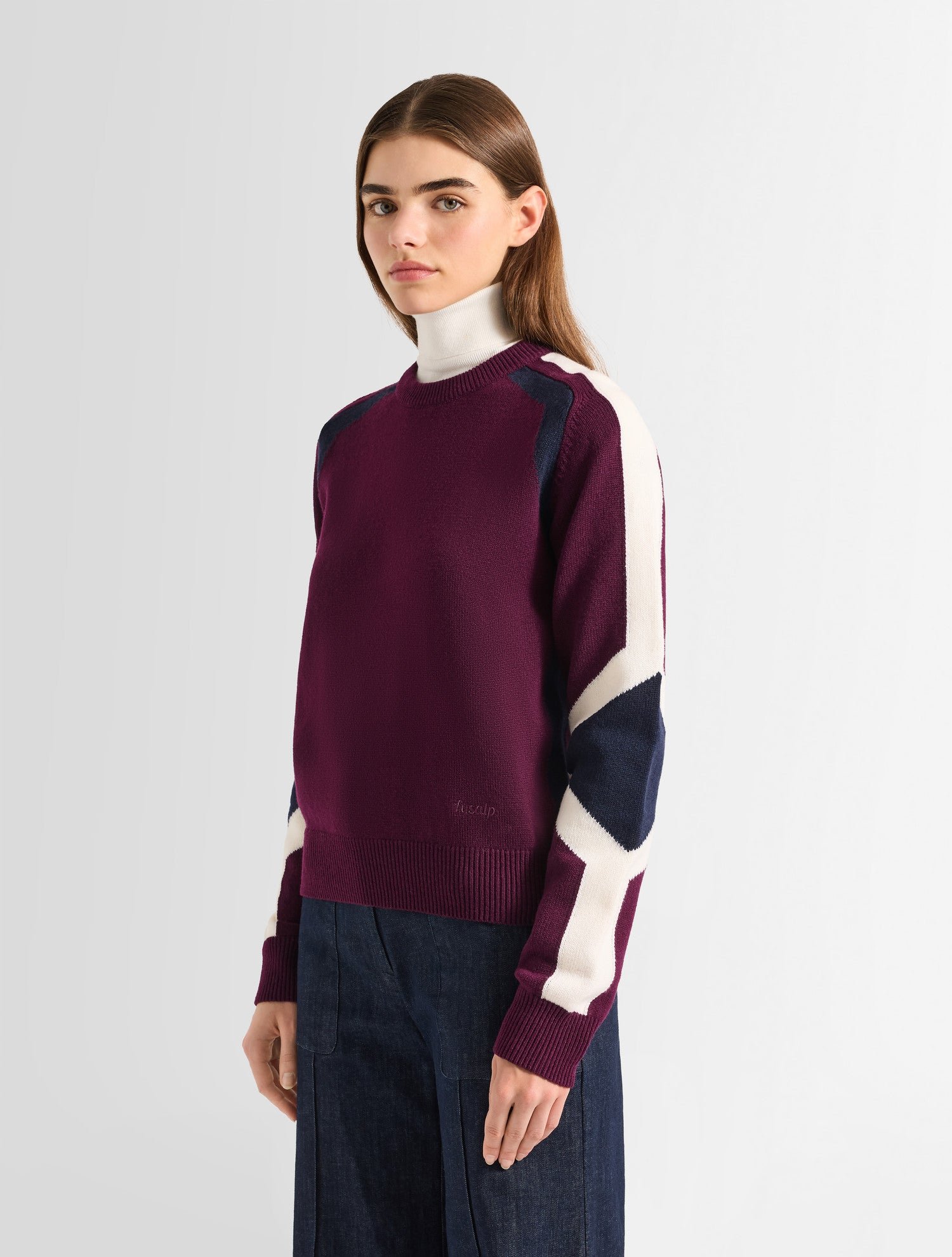 Pull rivena col rond FUSALP Blanc