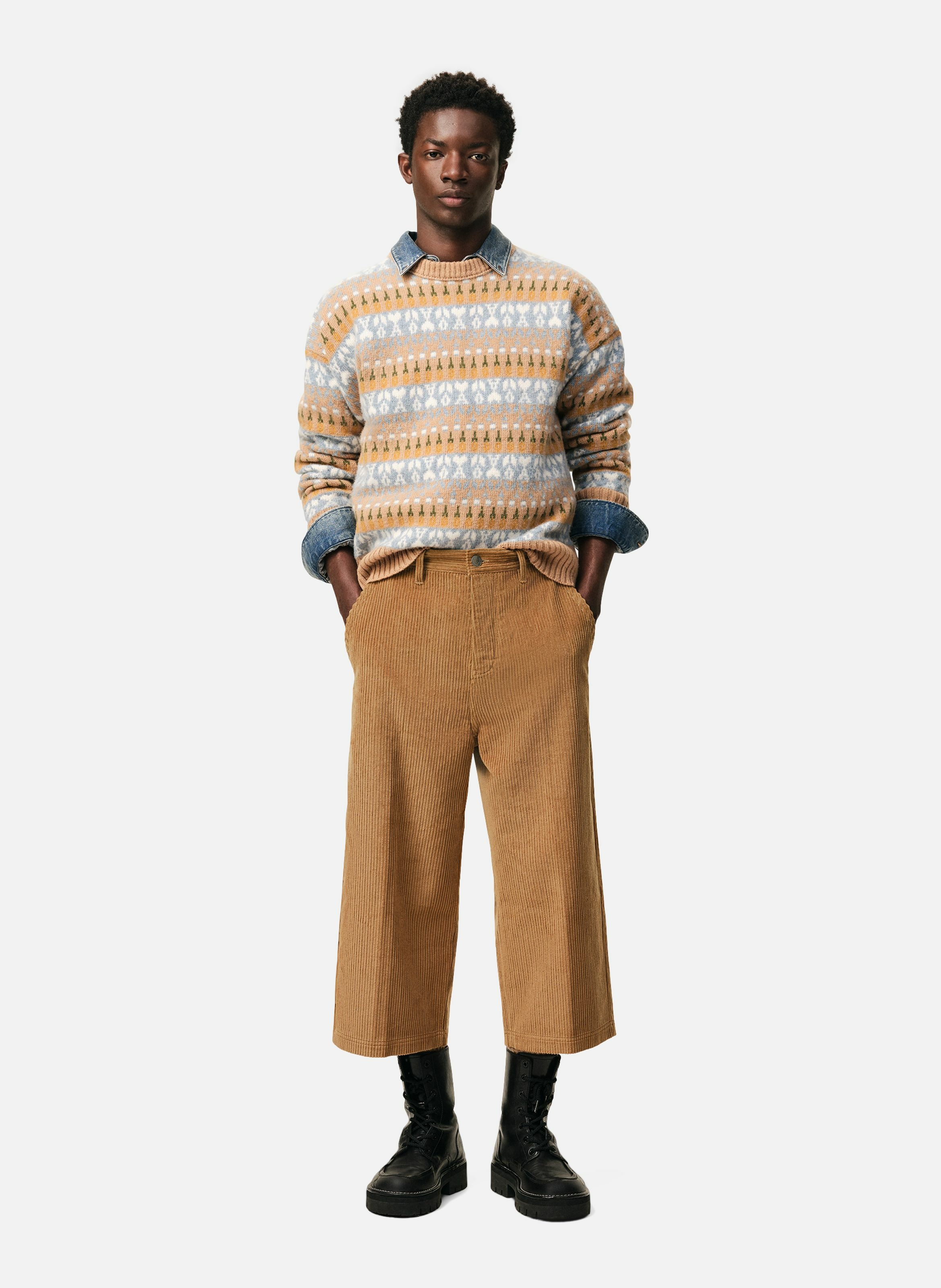 Bermuda large en velours côtelé en coton AMI PARIS Marron