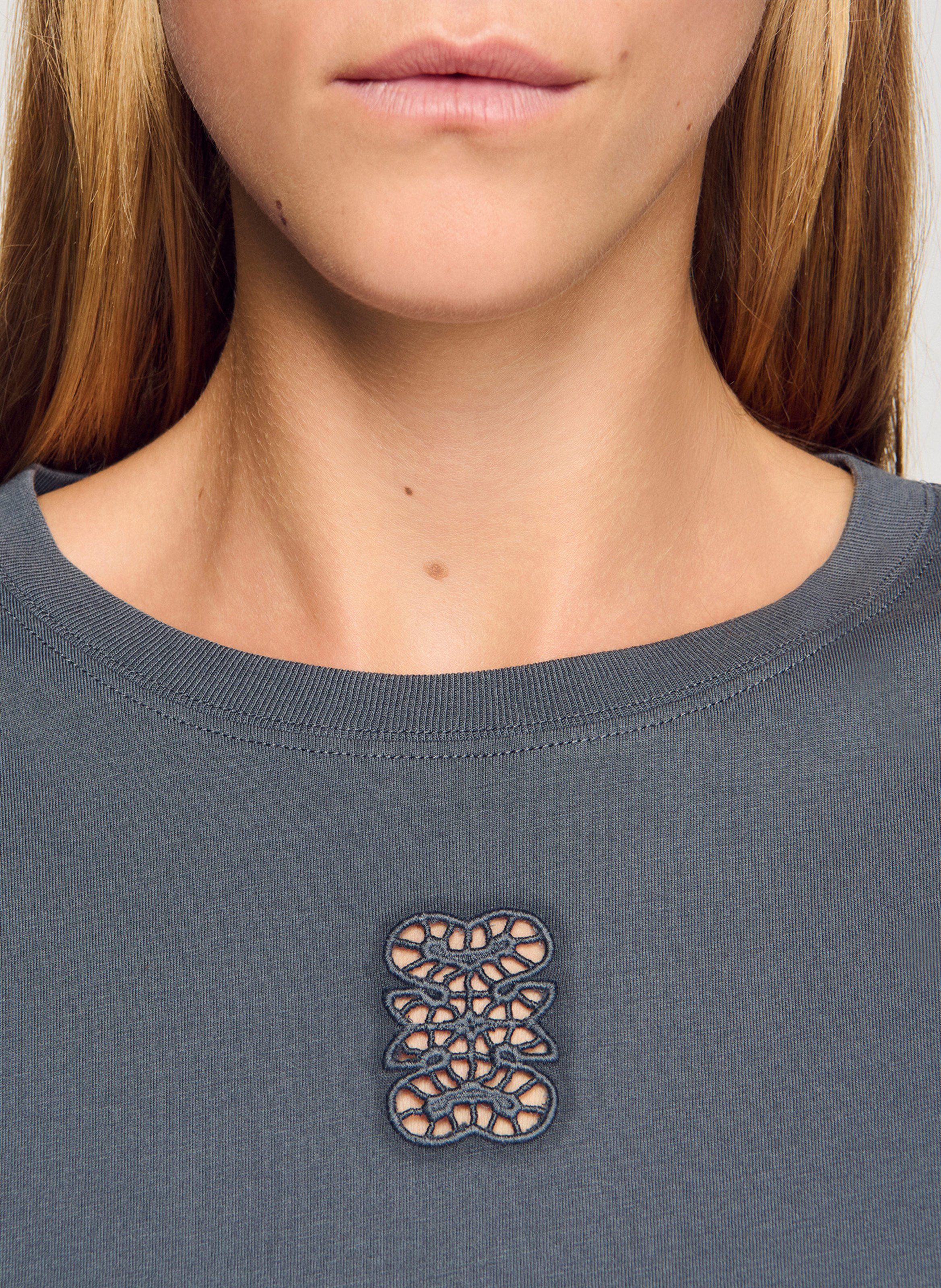 Tee-shirt droit en coton SANDRO Gris