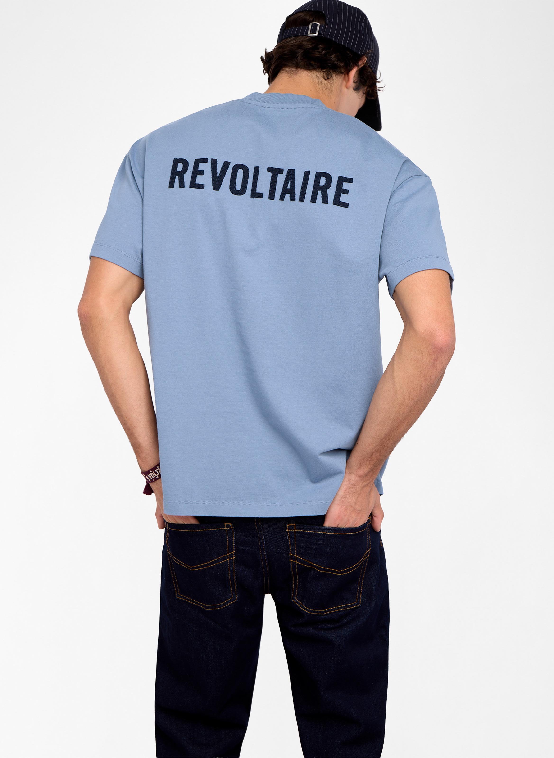 Tee-shirt droit col rond en coton imprimé teddyx ZADIG&VOLTAIRE Bleu