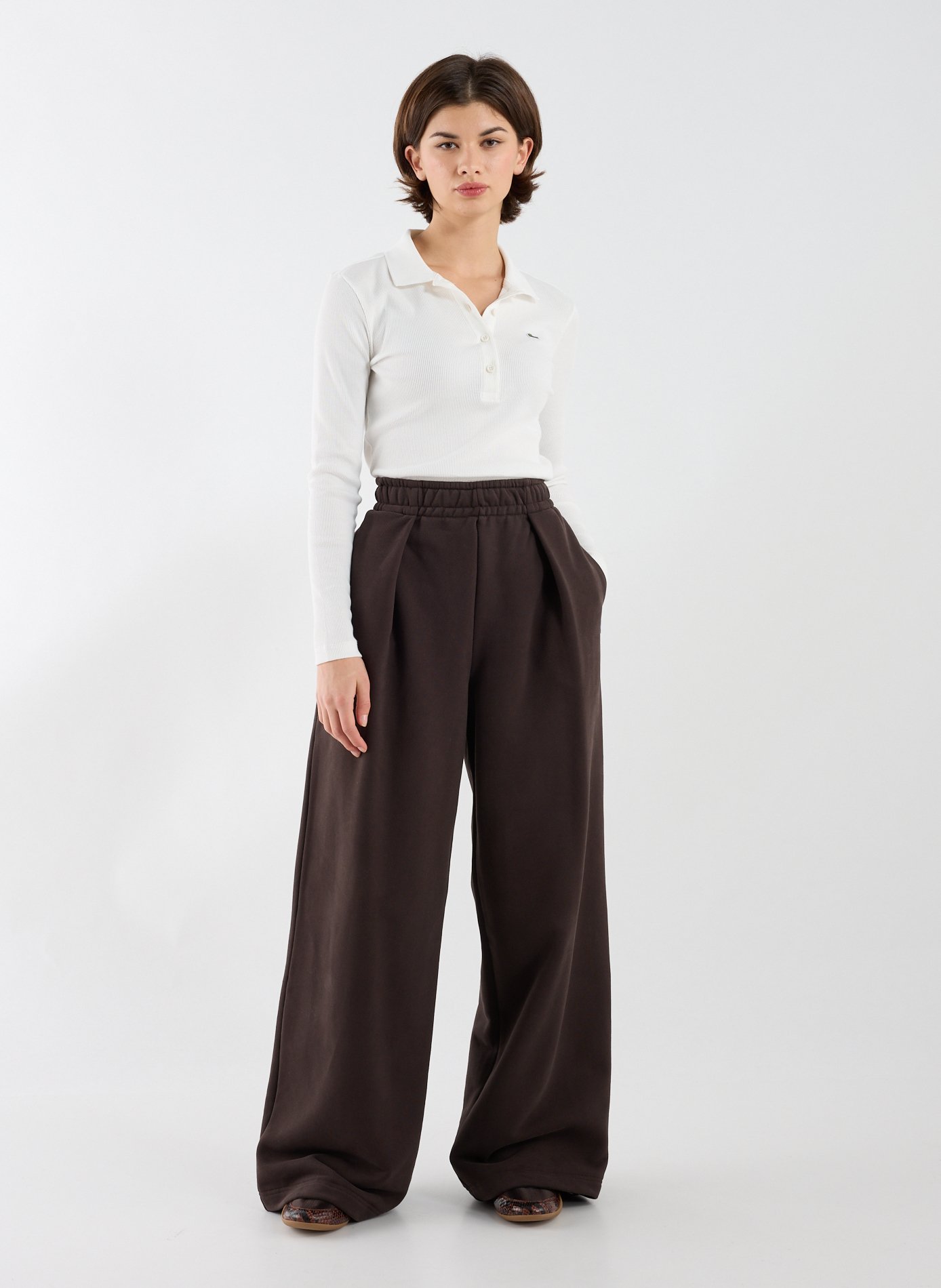 Polo à manches longues en coton LACOSTE Blanc