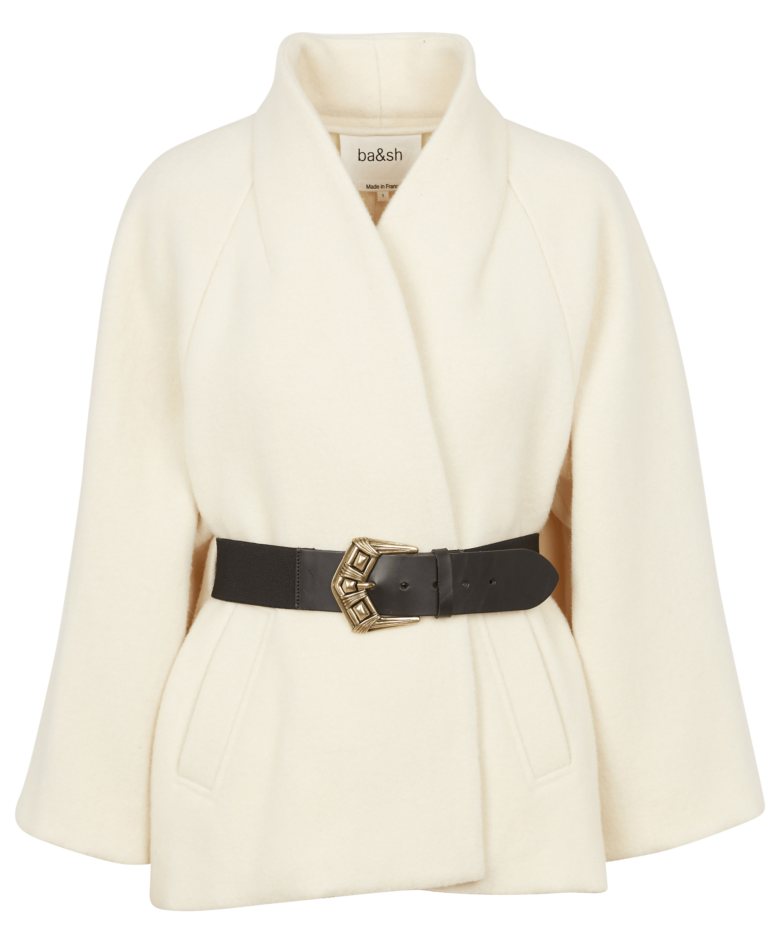 Cape droite col châle en laine hini BA&SH Beige