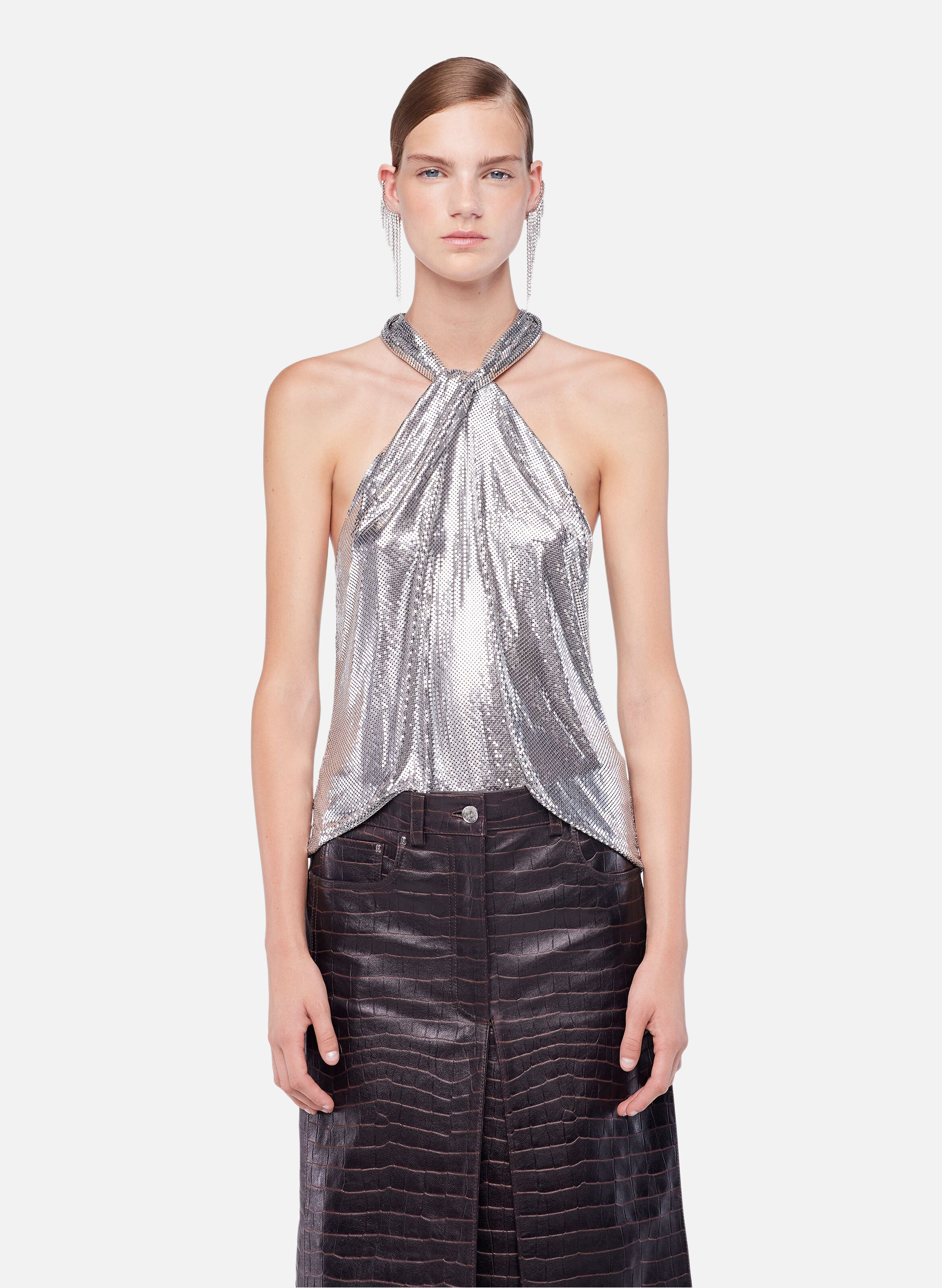 Top en mesh RABANNE Argent