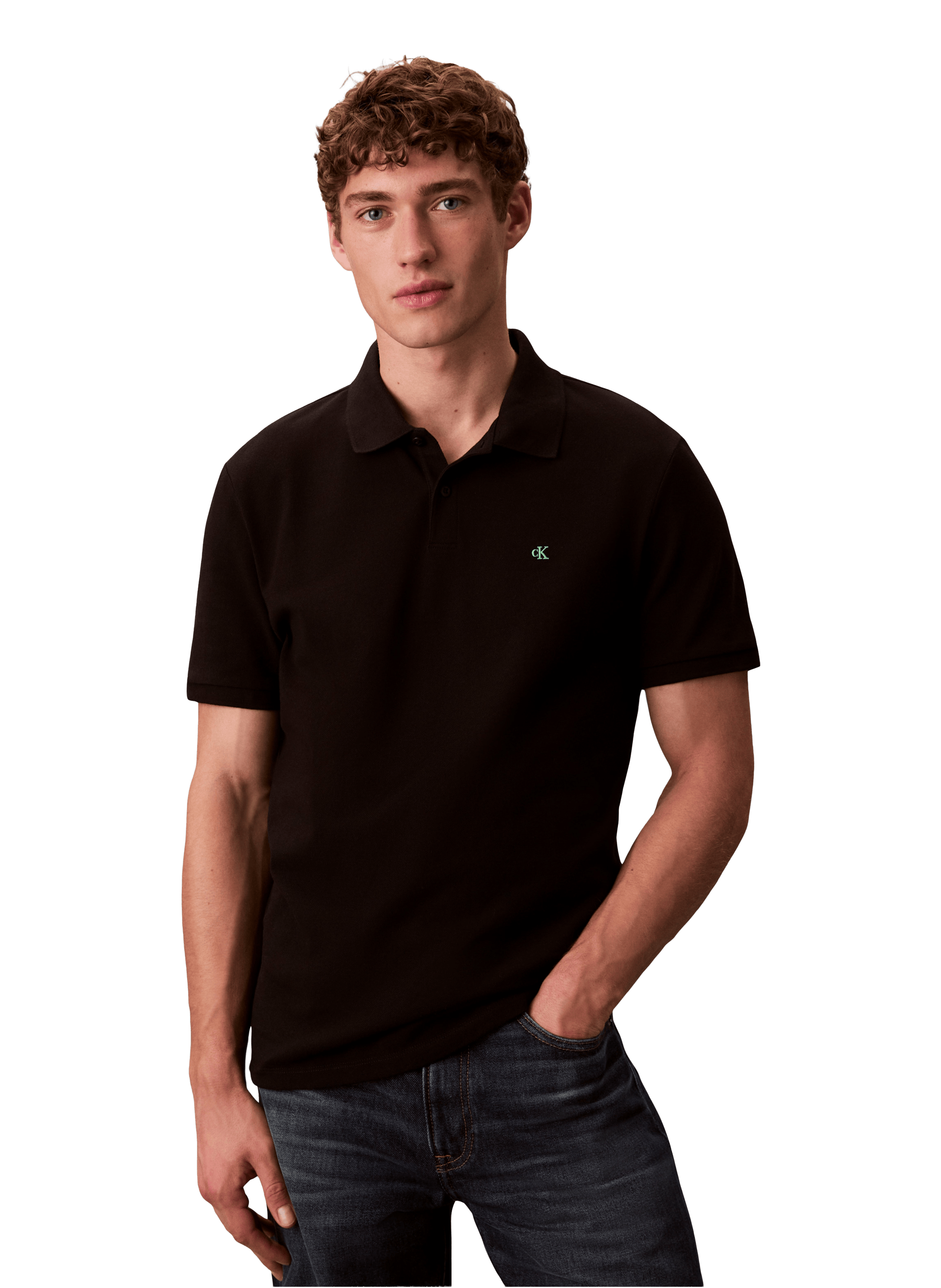Short sleeve cotton polo shirt CALVIN KLEIN Black